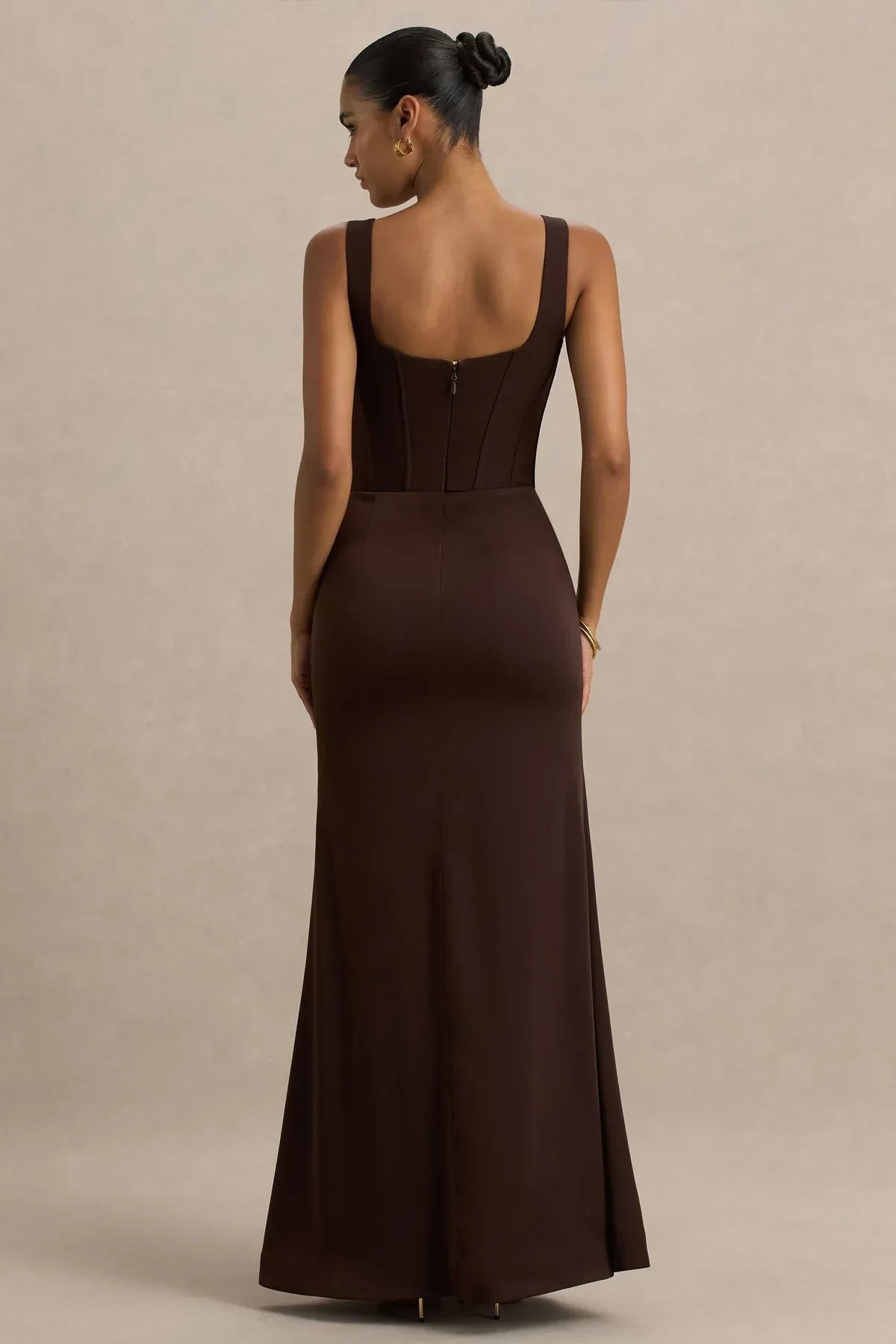 Elegant Mermaid Deep V Neck Sleeveless Zipper Back Floor Length Evening Dress