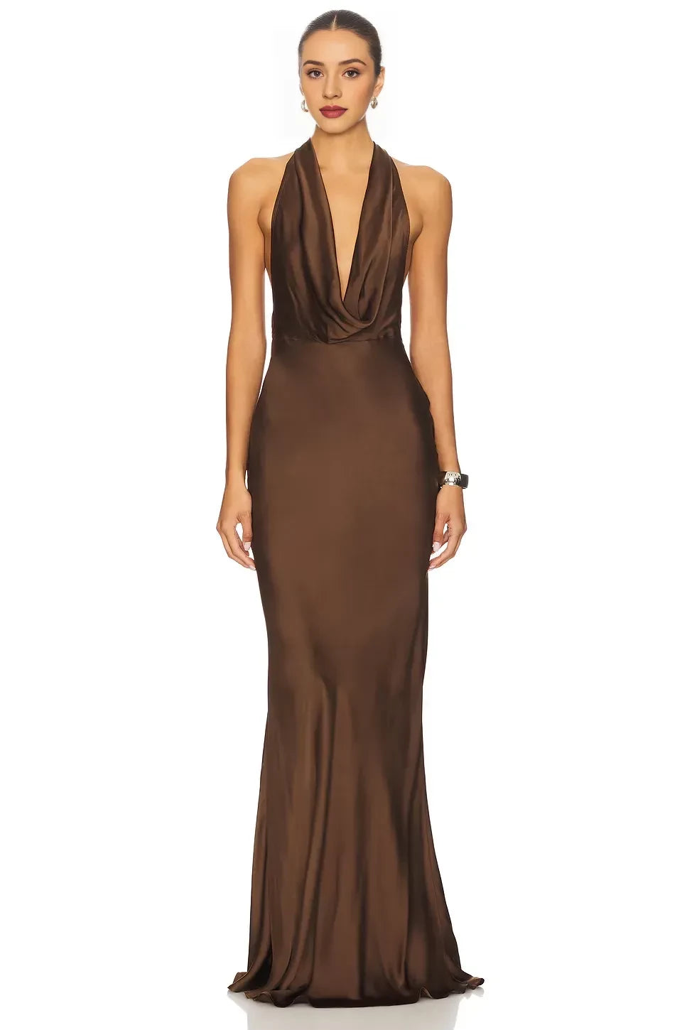 Elegant Mermaid Halter Neck Sleeveless Tie Back Floor Length Evening Dress