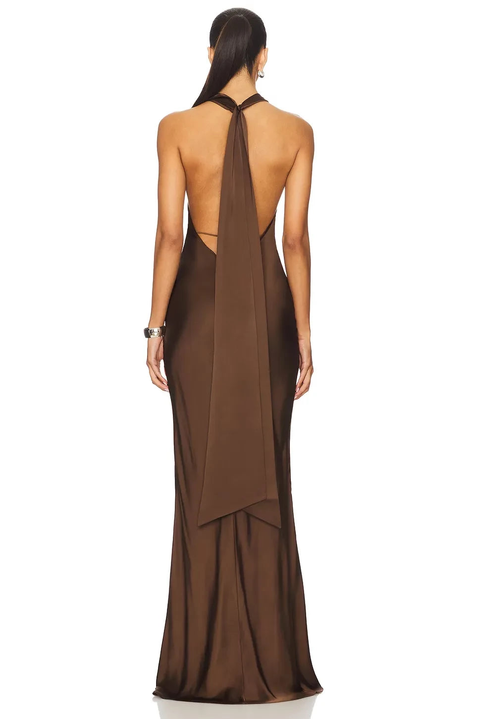 Elegant Mermaid Halter Neck Sleeveless Tie Back Floor Length Evening Dress