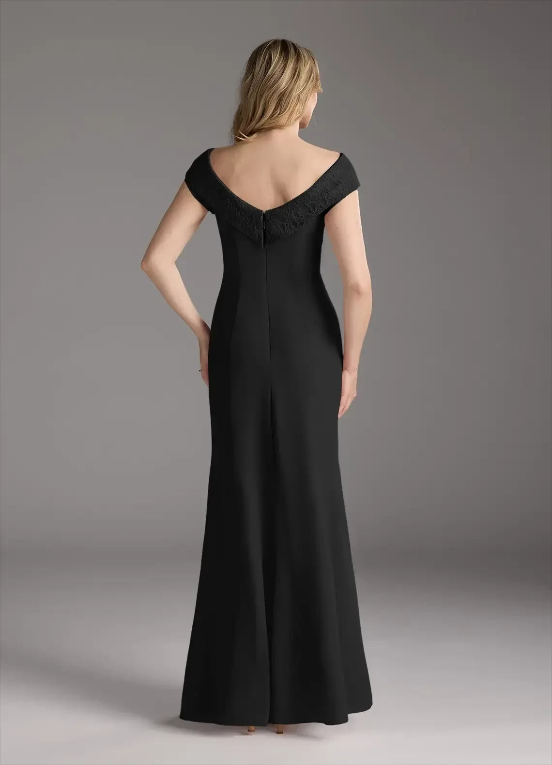 Elegant Mermaid Off Shoulder Cap Sleeve Zipper Back Floor Length Mother of the Bride Dress