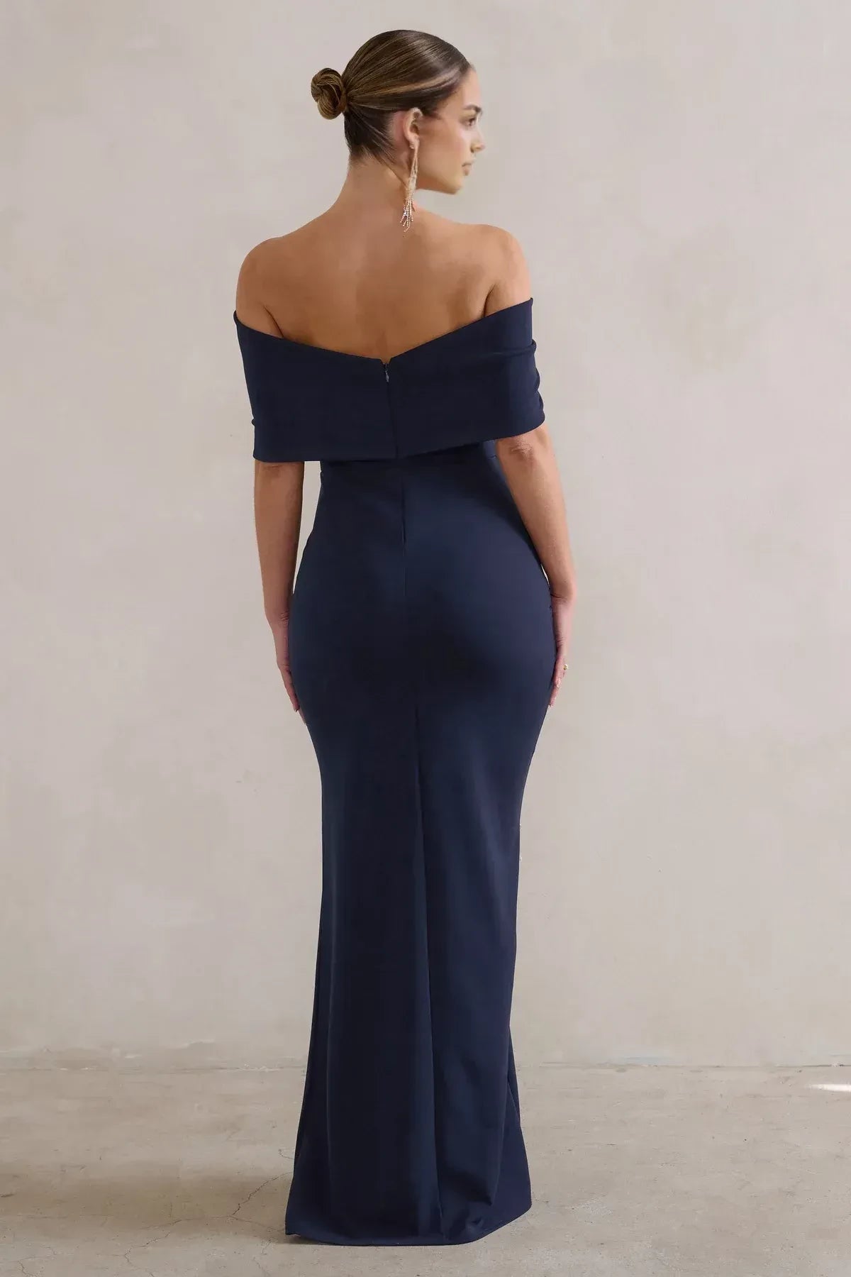 Elegant Mermaid Off Shoulder Knot Sleeve Zipper Back Floor Length Evening Dress