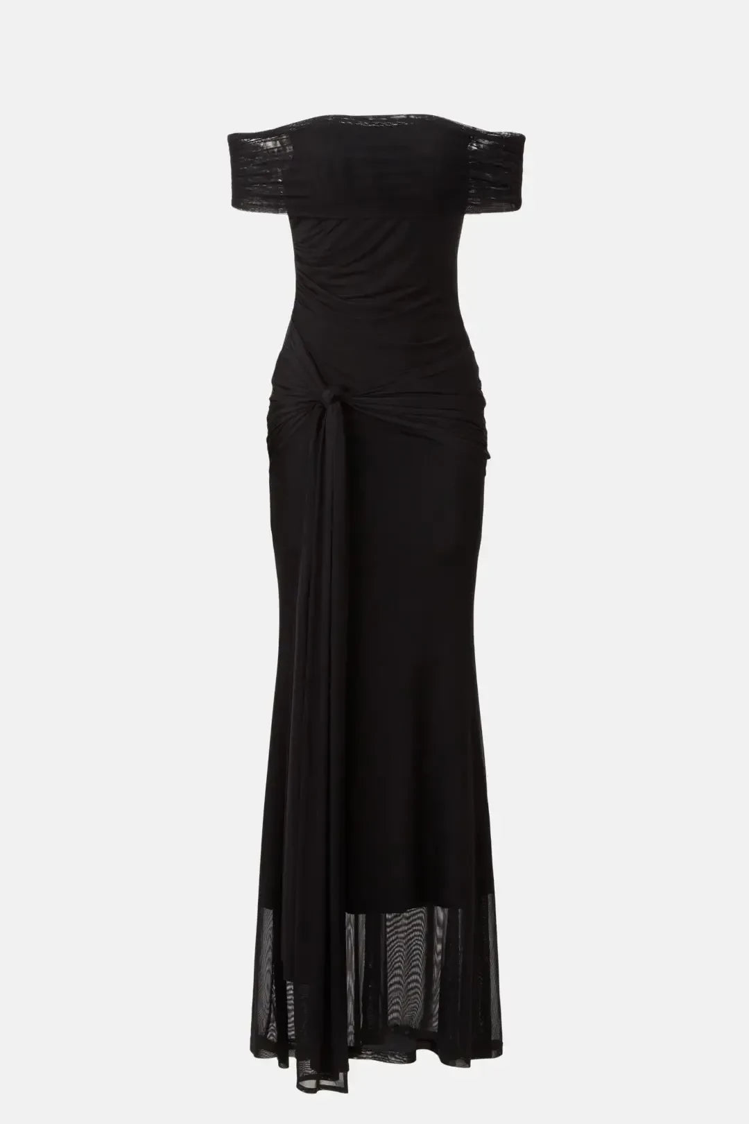 Elegant Mermaid Off Shoulder Short Sleeve Draped Bodice Floor Length Plus Size Prom Dress