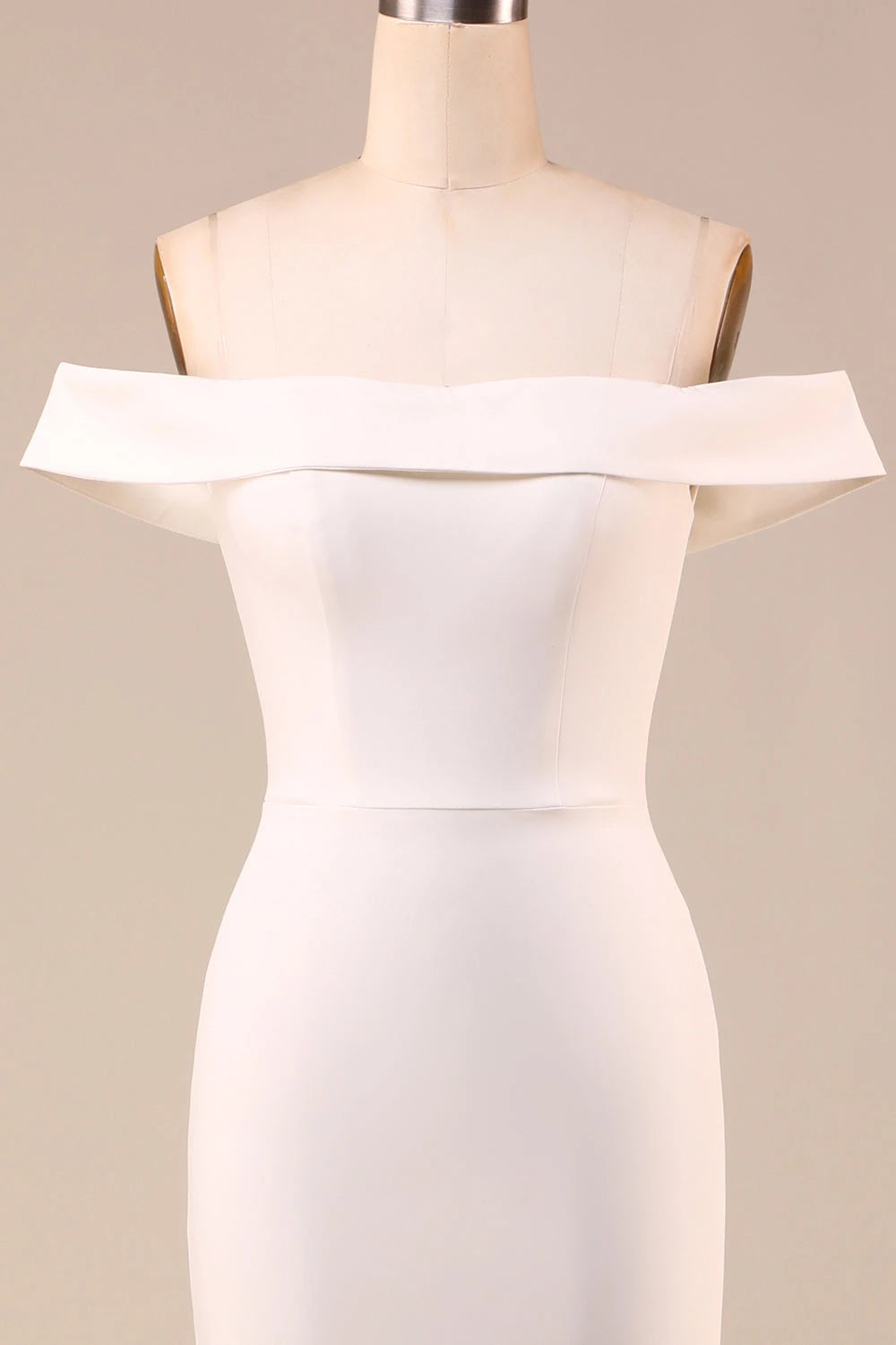 Elegant Mermaid Off Shoulder Sleeveless Bow Back Maxi Wedding Dress