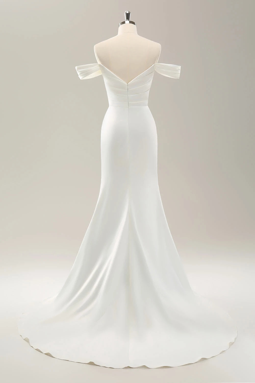 Elegant Mermaid Sleeveless Off Shoulder Sleeveless Zip Back Maxi Wedding Dress