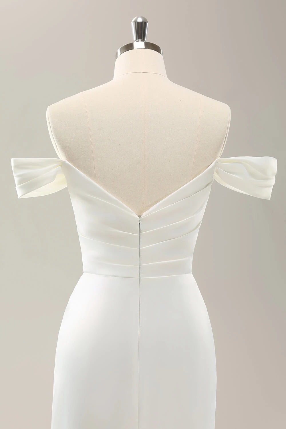 Elegant Mermaid Sleeveless Off Shoulder Sleeveless Zip Back Maxi Wedding Dress