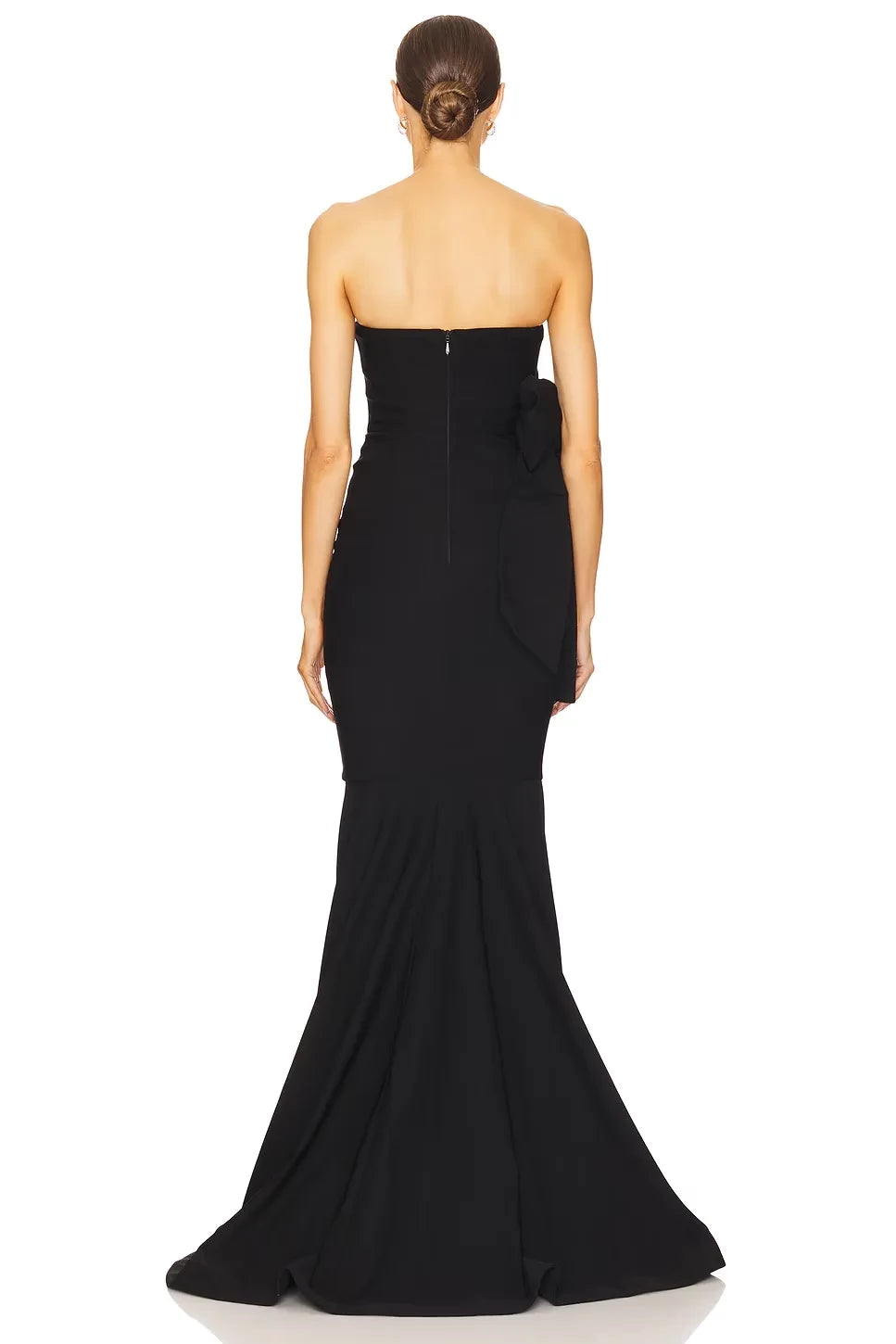 Elegant Mermaid Strapless Sleeveless Bow Detail Asymmetric Length Evening Dress