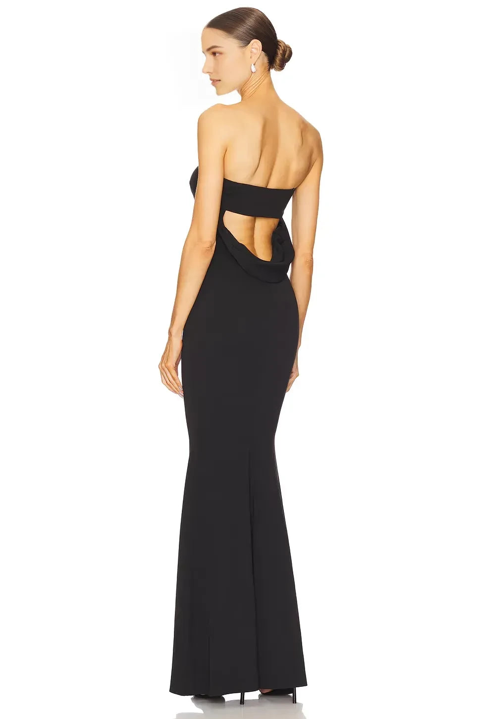 Elegant Mermaid Strapless Sleeveless Draped Cutout Back Floor Length Evening Dress