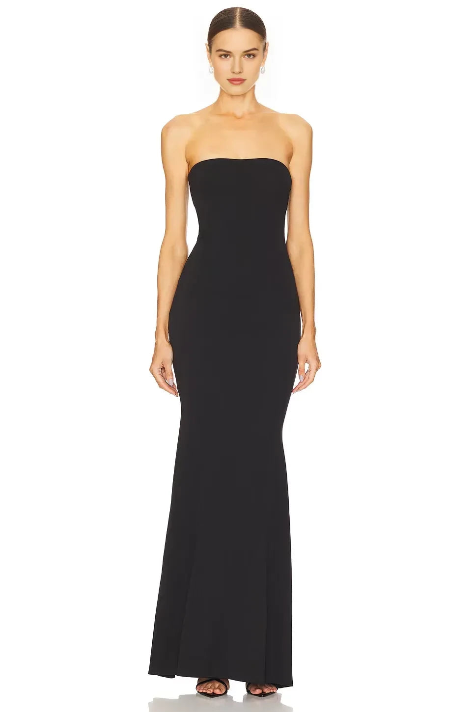 Elegant Mermaid Strapless Sleeveless Draped Cutout Back Floor Length Evening Dress