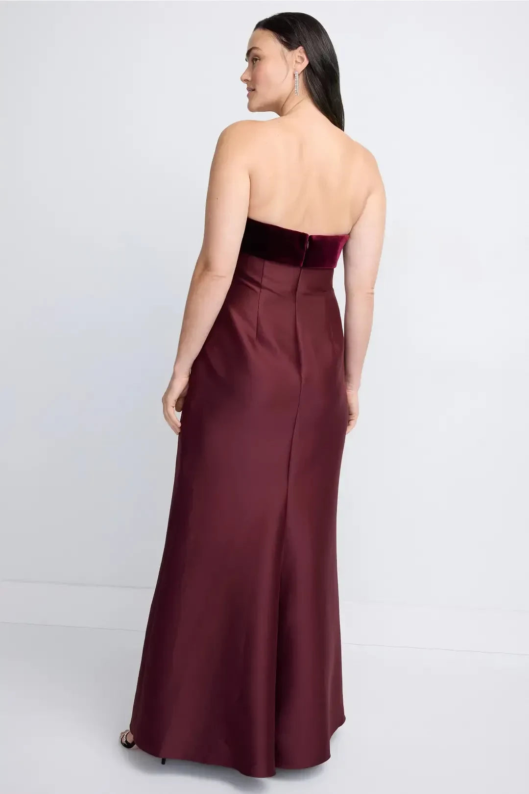 Elegant Mermaid Strapless Sleeveless Velvet Accent Floor Length Plus Size Prom Dress