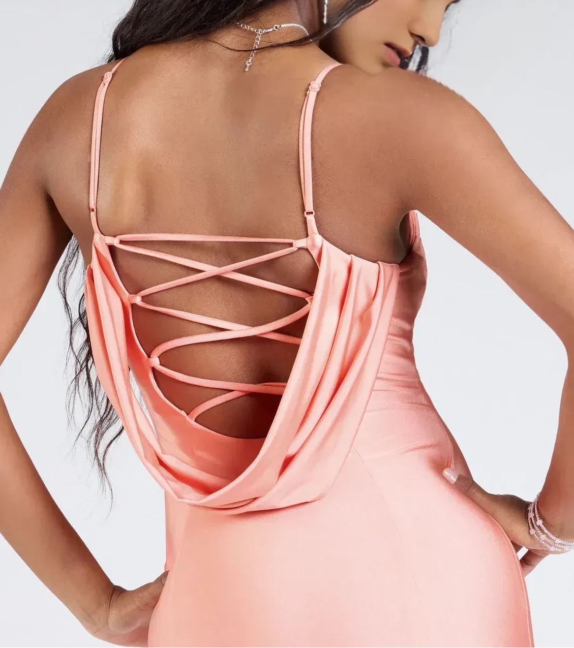 Elegant Mermaid Sweetheart Neck Spaghetti Strap Crisscross Back Floor Length Prom Dress