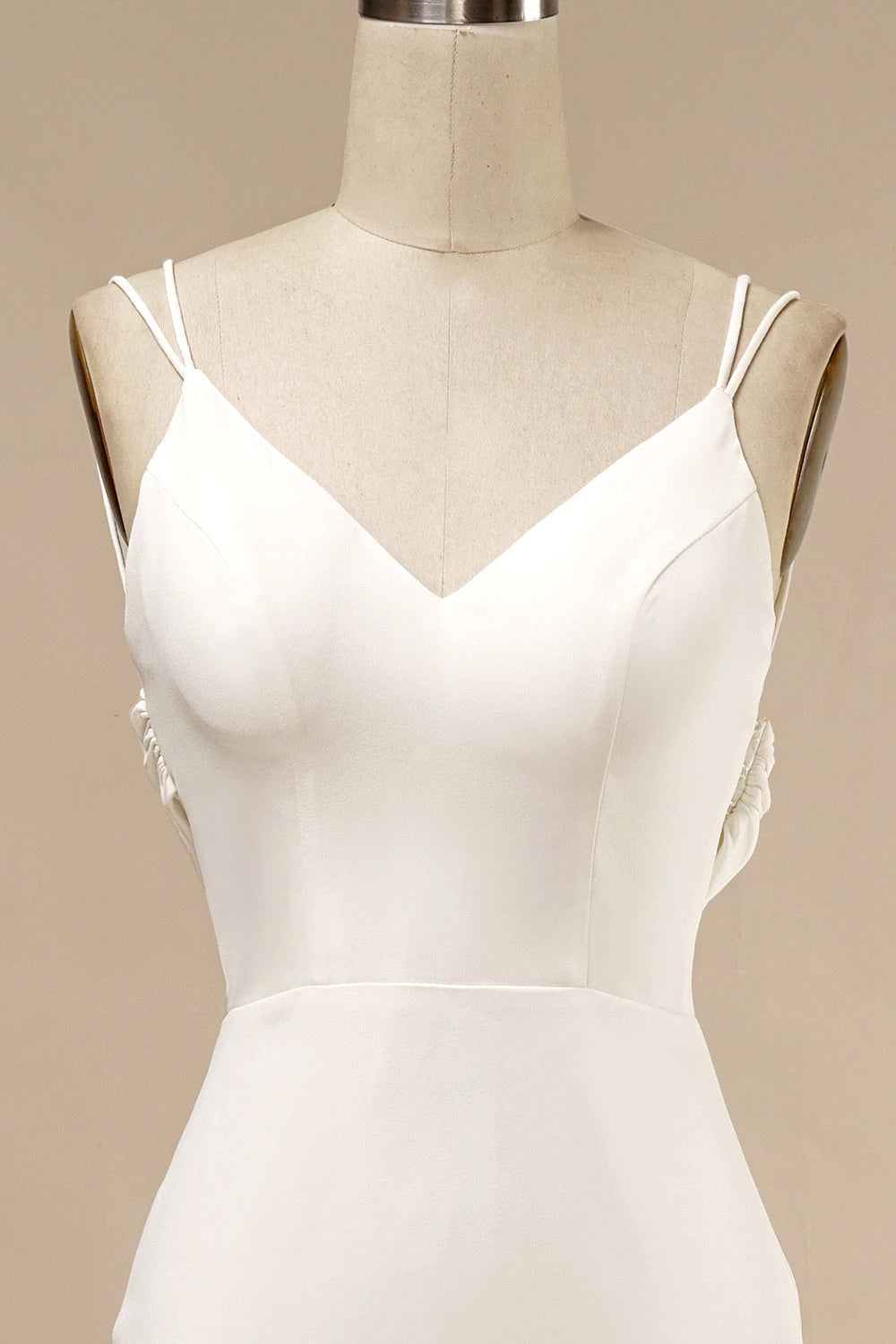 Elegant Mermaid V Neck Sleeveless Spaghetti Strap Cowl Back Maxi Wedding Dress