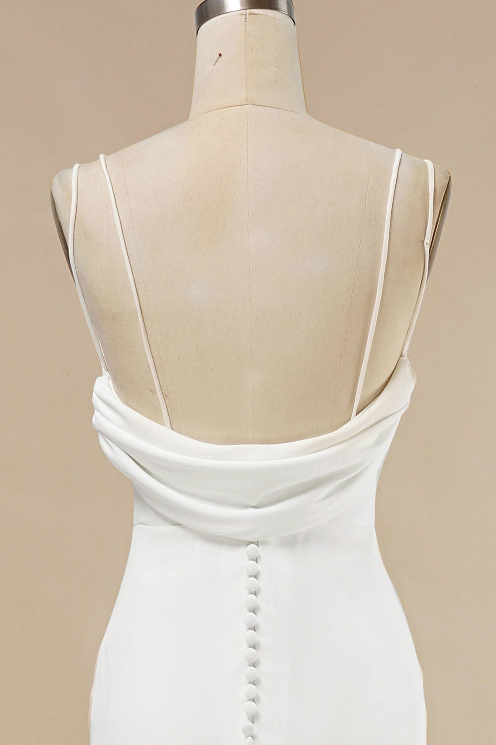 Elegant Mermaid V Neck Sleeveless Spaghetti Strap Cowl Back Maxi Wedding Dress