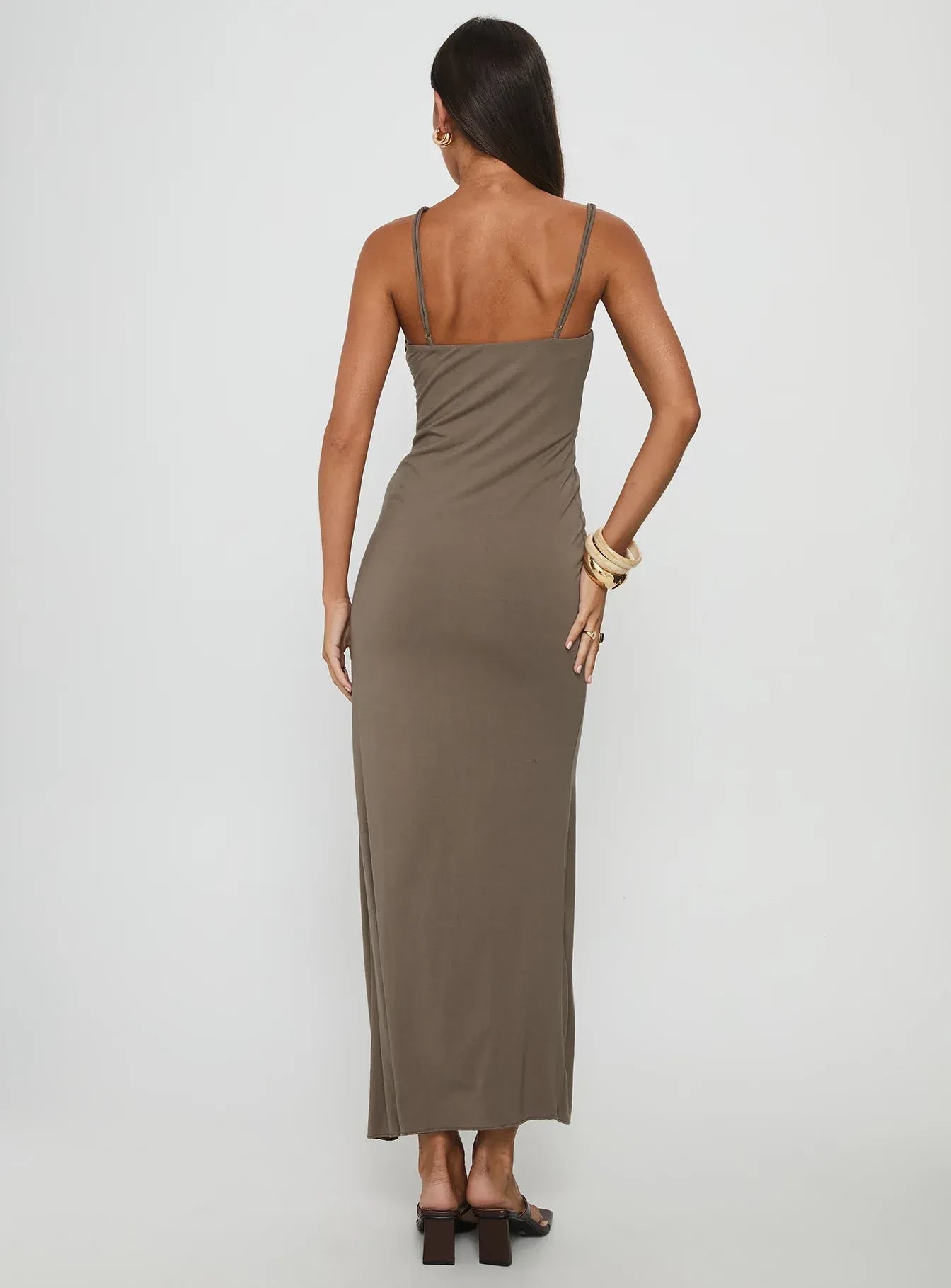 Elegant Sheath Asymmetric Neck Sleeveless Open Back Floor Length Evening Dress