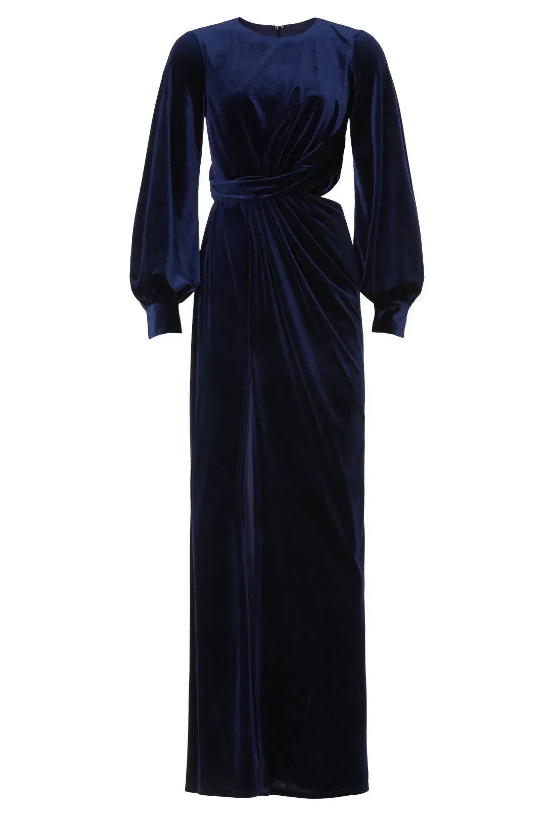 Elegant Sheath Boat Neck Puff Sleeve Cutout Waist Floor Length Plus Size Prom Dress