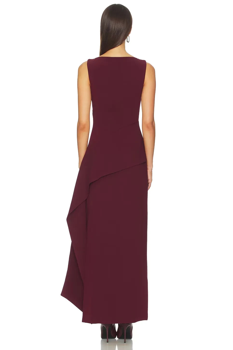 Elegant Sheath Boat Neck Sleeveless Draped Asymmetric Floor Length Evening Dress