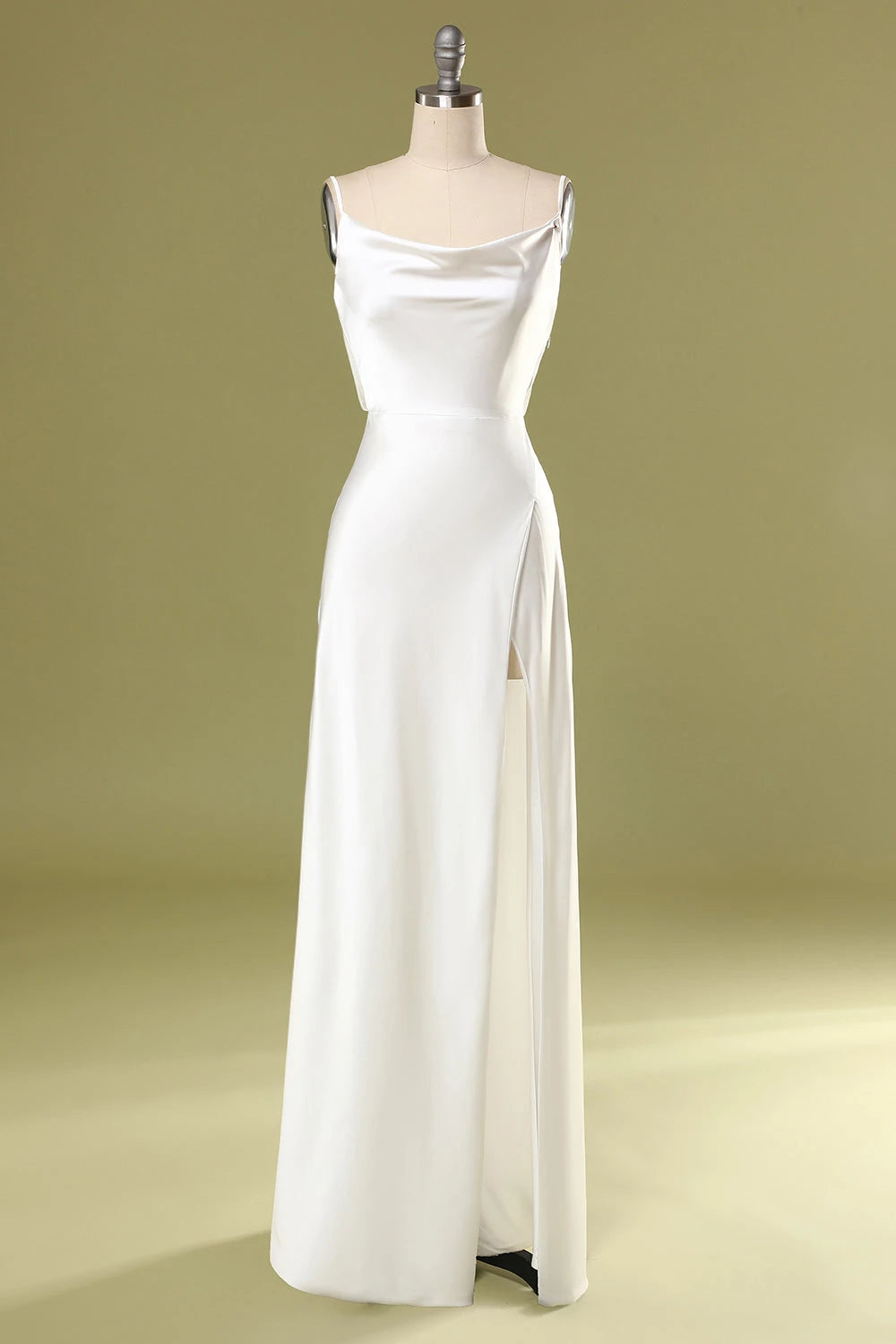 Elegant Sheath Cowl Neck Sleeveless Open Back Evening Dress Homecoming Dress