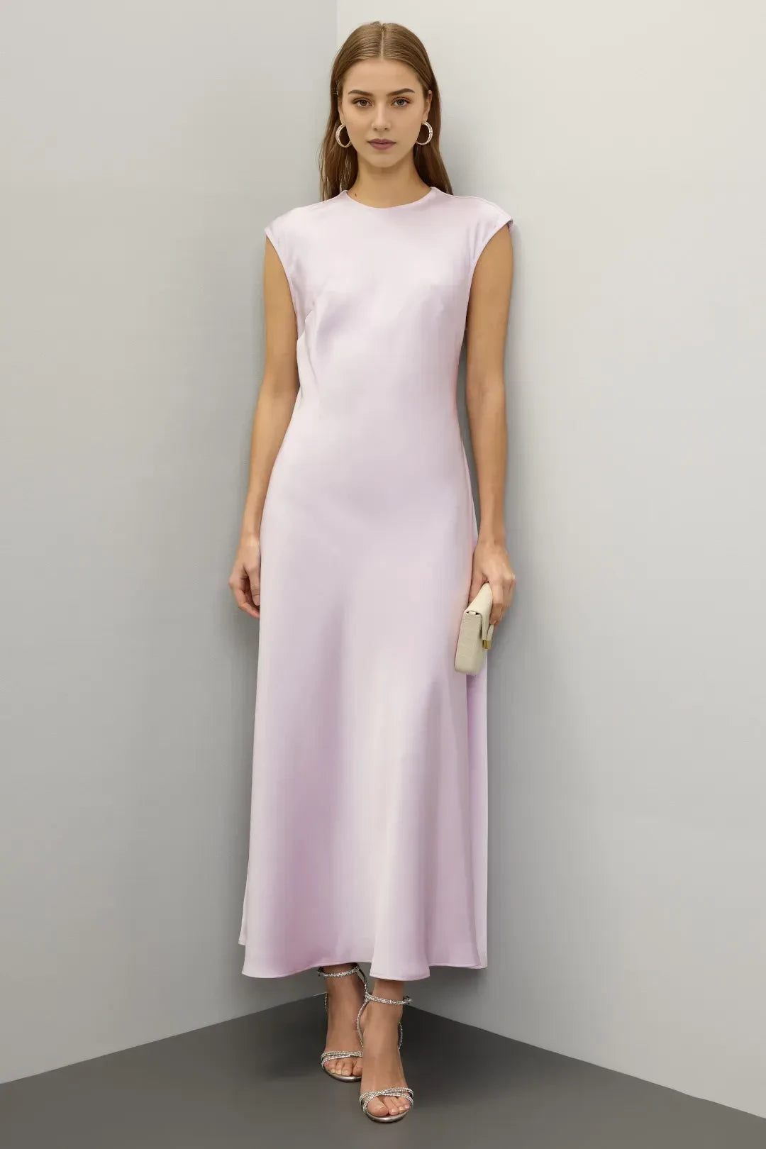 Elegant Sheath Crew Neck Cap Sleeve Keyhole Back Floor Length Plus Size Prom Dress