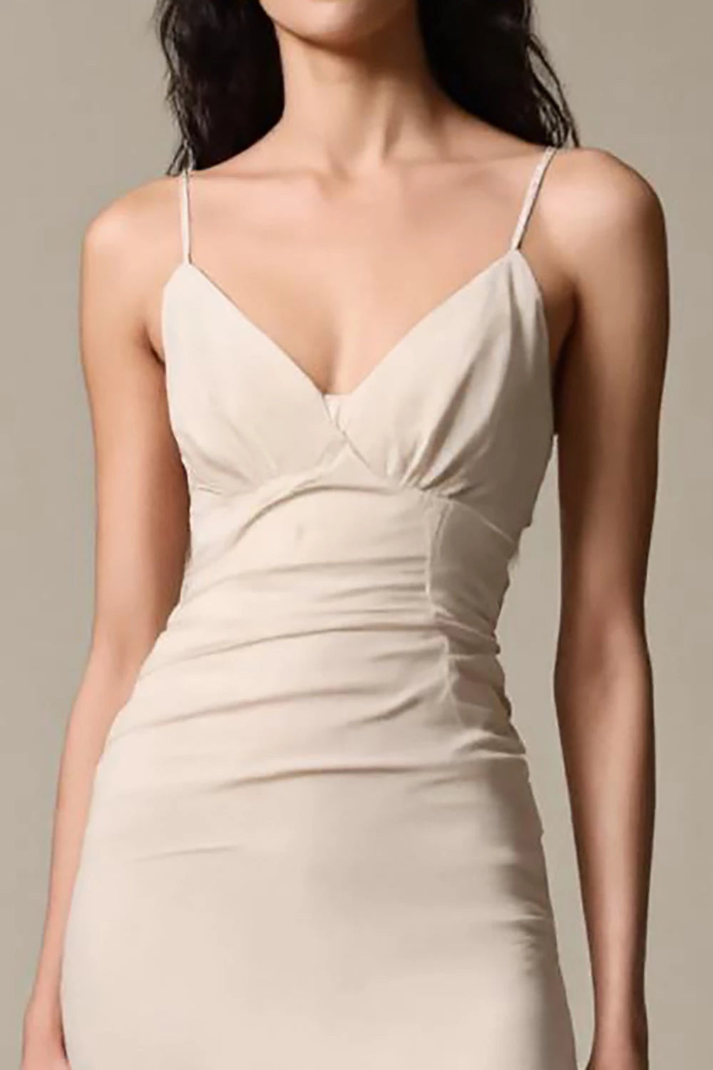 Elegant Sheath Deep V Neck Spaghetti Strap Open Back Evening Dress Homecoming Dress