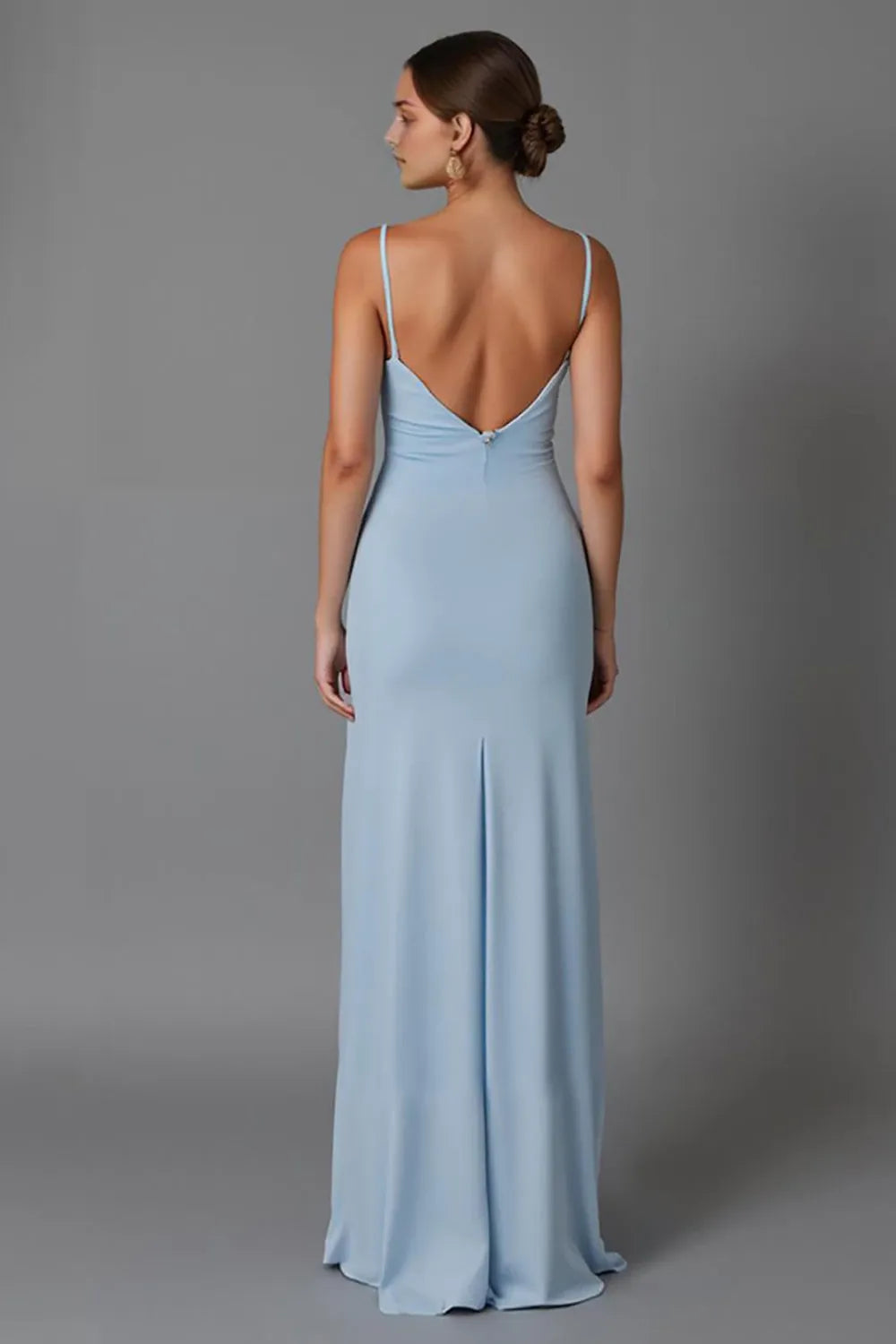 Elegant Sheath Deep V Neck Spaghetti Strap Open Back Evening Dress Homecoming Dress