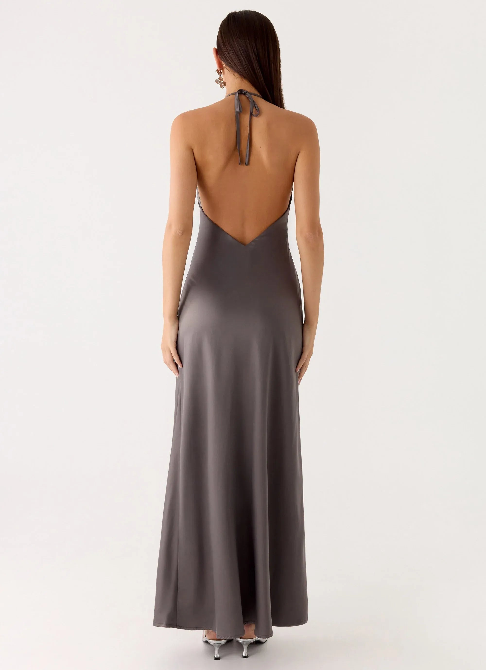 Elegant Sheath Halter Neck Sleeveless Open Back Floor Length Plus Size Evening Dress