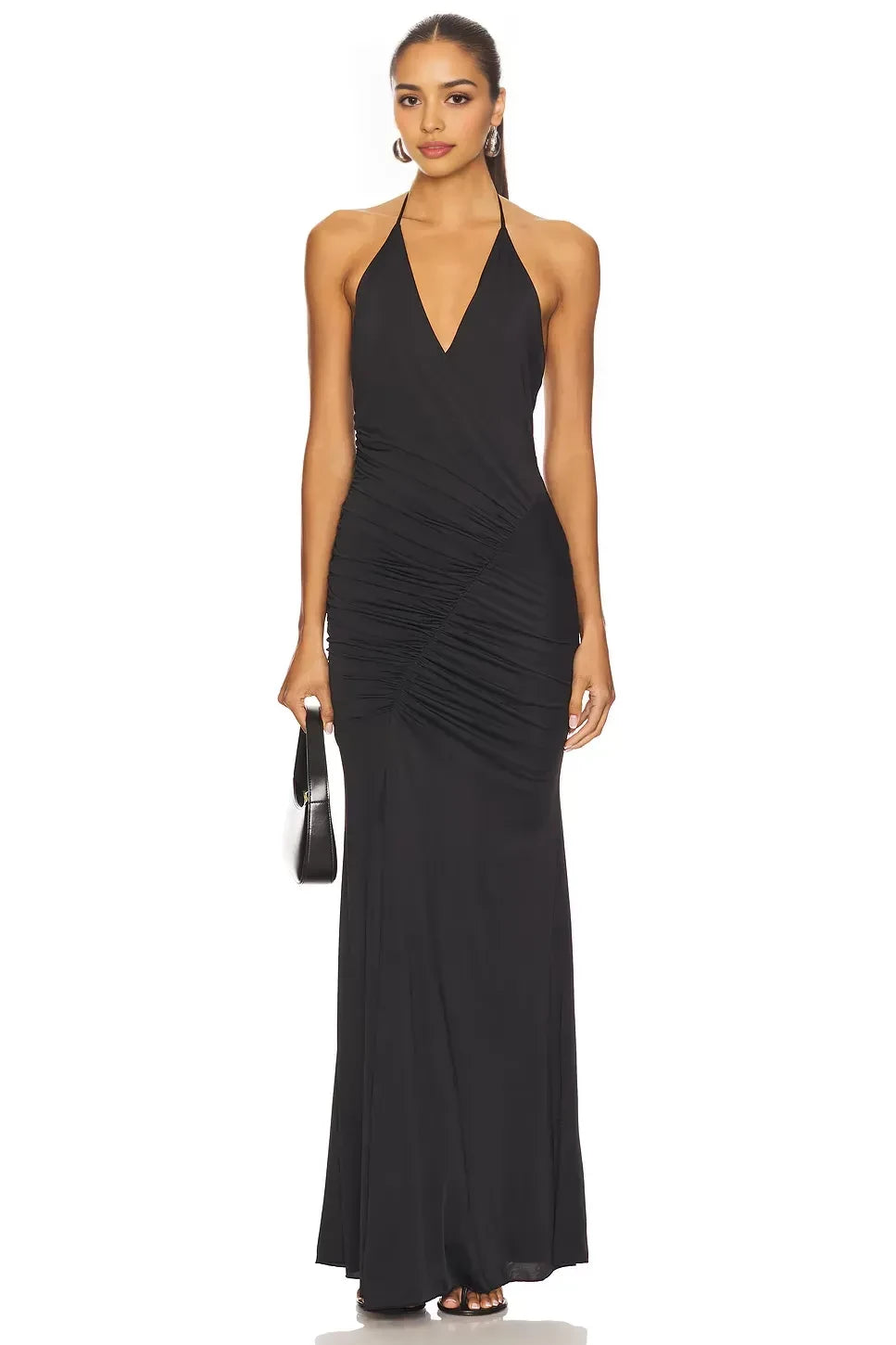 Chic Sheath Halter Neck Sleeveless Ruched Back Floor Length Evening Dress