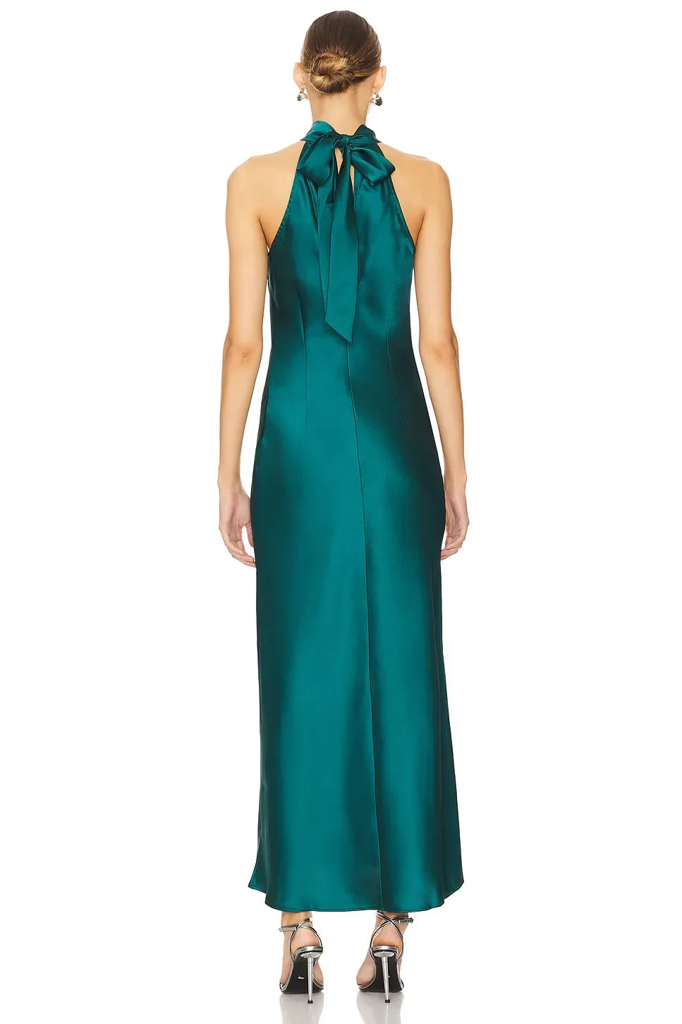 Elegant Sheath Mock Neck Sleeveless Tie Back Floor Length Evening Dress