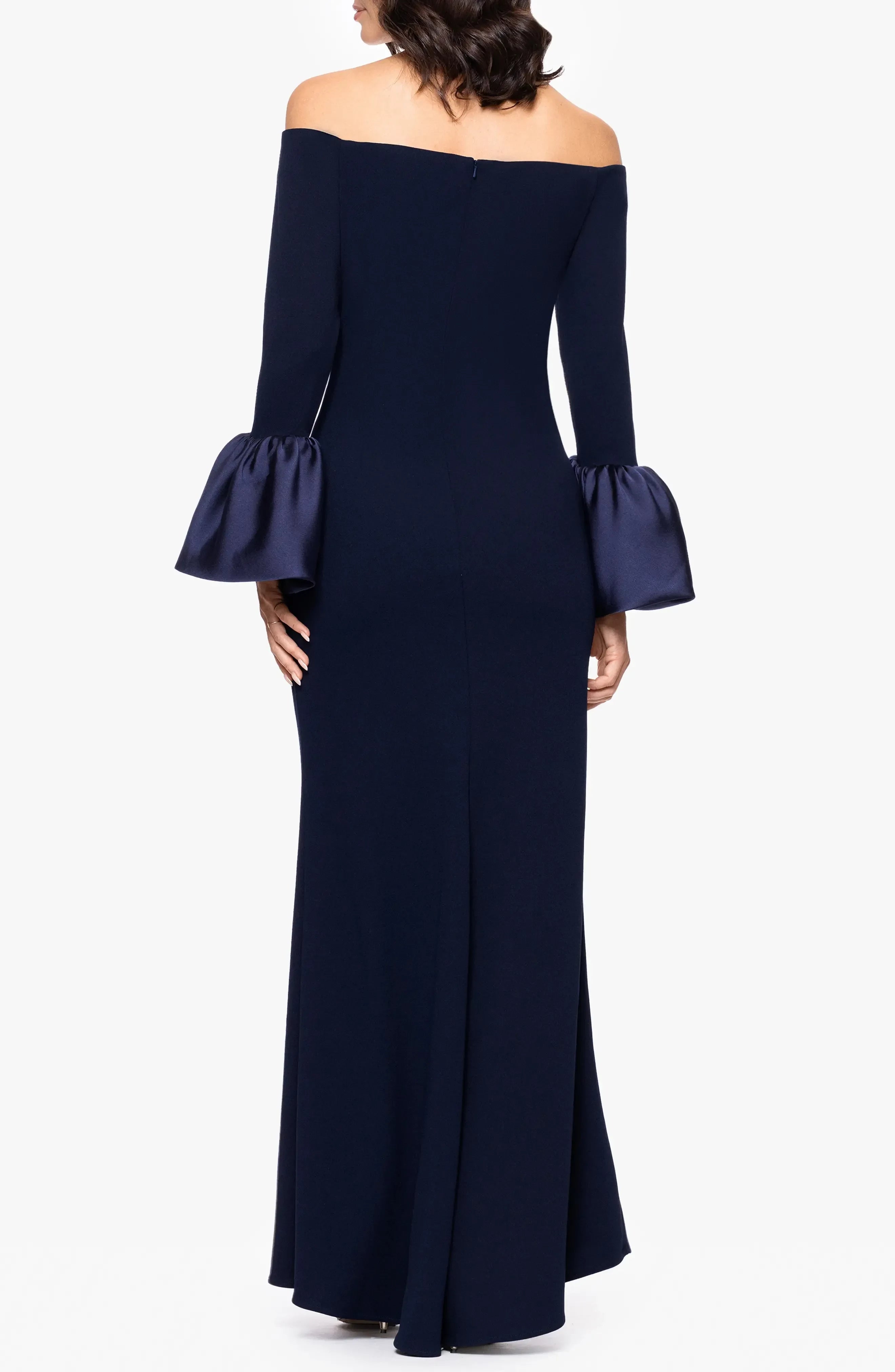 Elegant Sheath Off Shoulder Bell Sleeve Zipper Back Floor Length Evening Dress