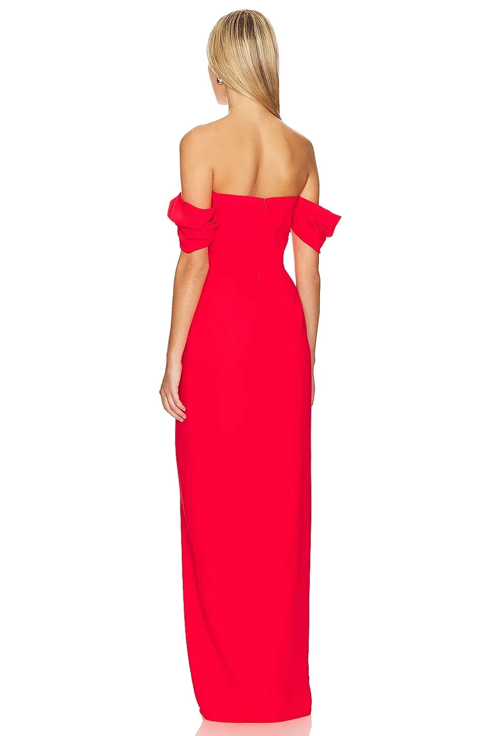 Elegant Sheath Off Shoulder Ruffled Sleeve High Slit Floor Length Prom Dress