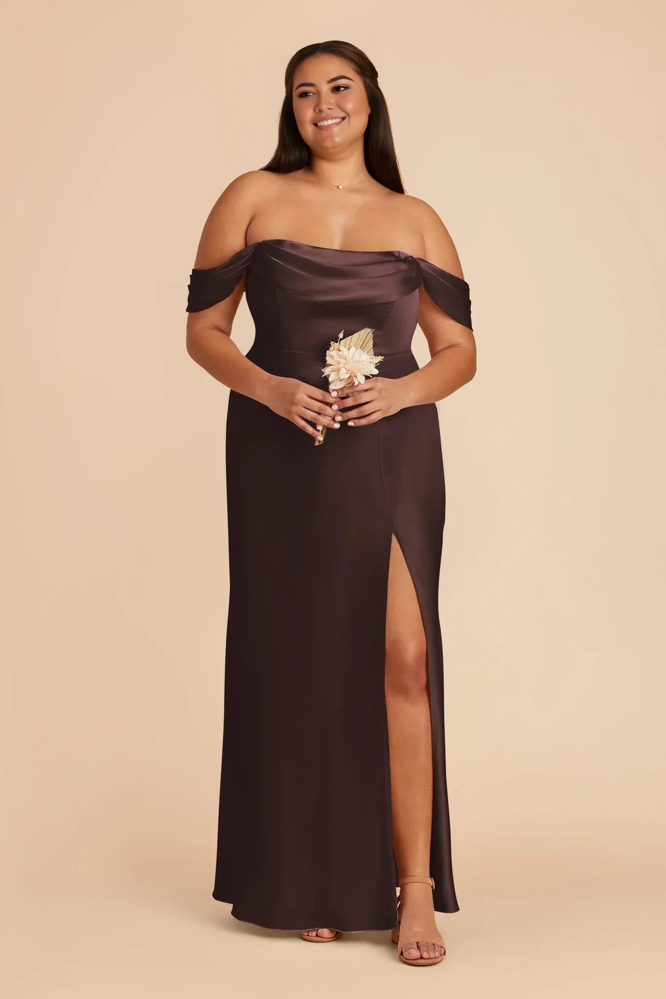 Elegant Sheath Off Shoulder Short Sleeve Open Back Plus Size Floor Length Bridesmaid Dress