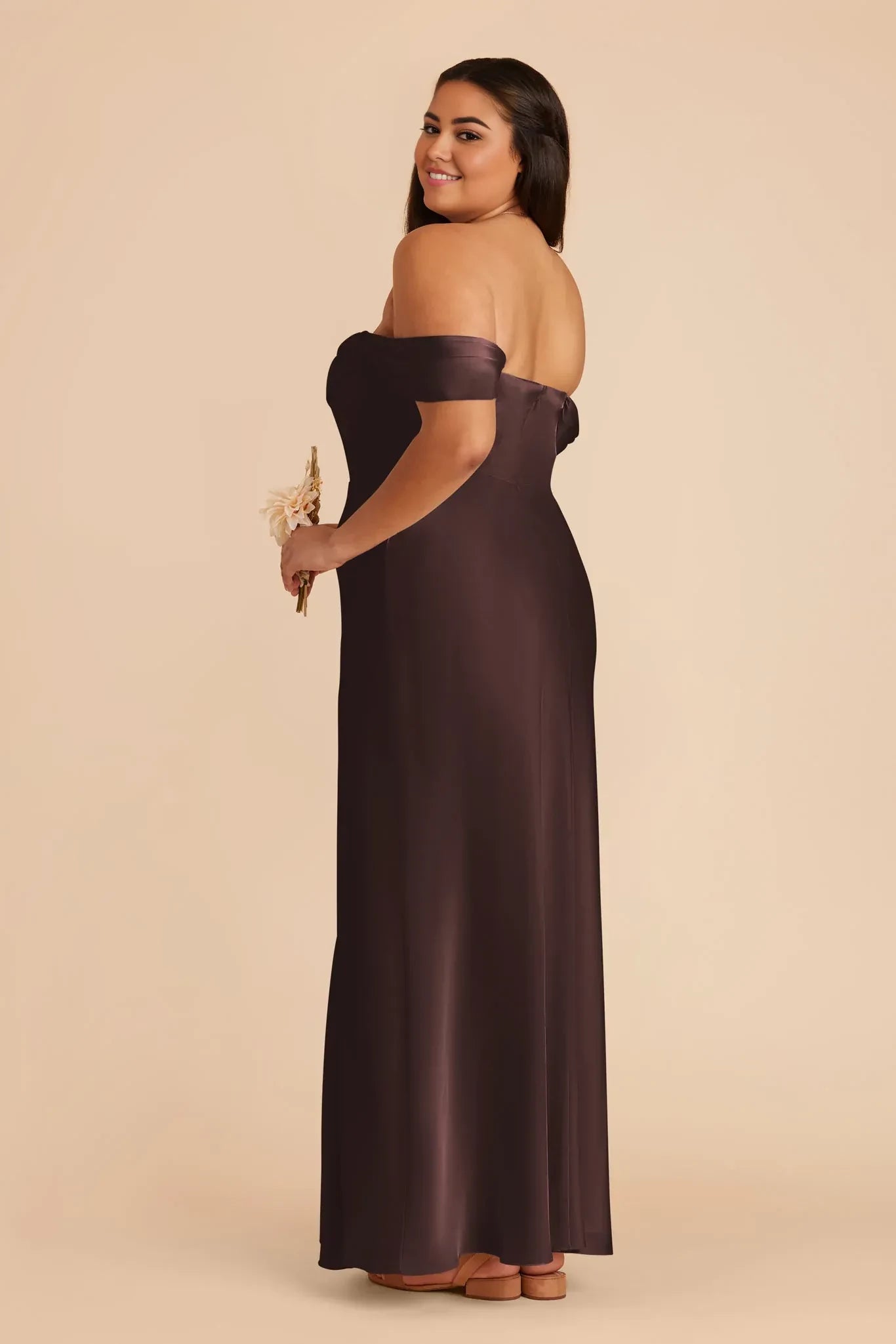Elegant Sheath Off Shoulder Short Sleeve Open Back Plus Size Floor Length Bridesmaid Dress