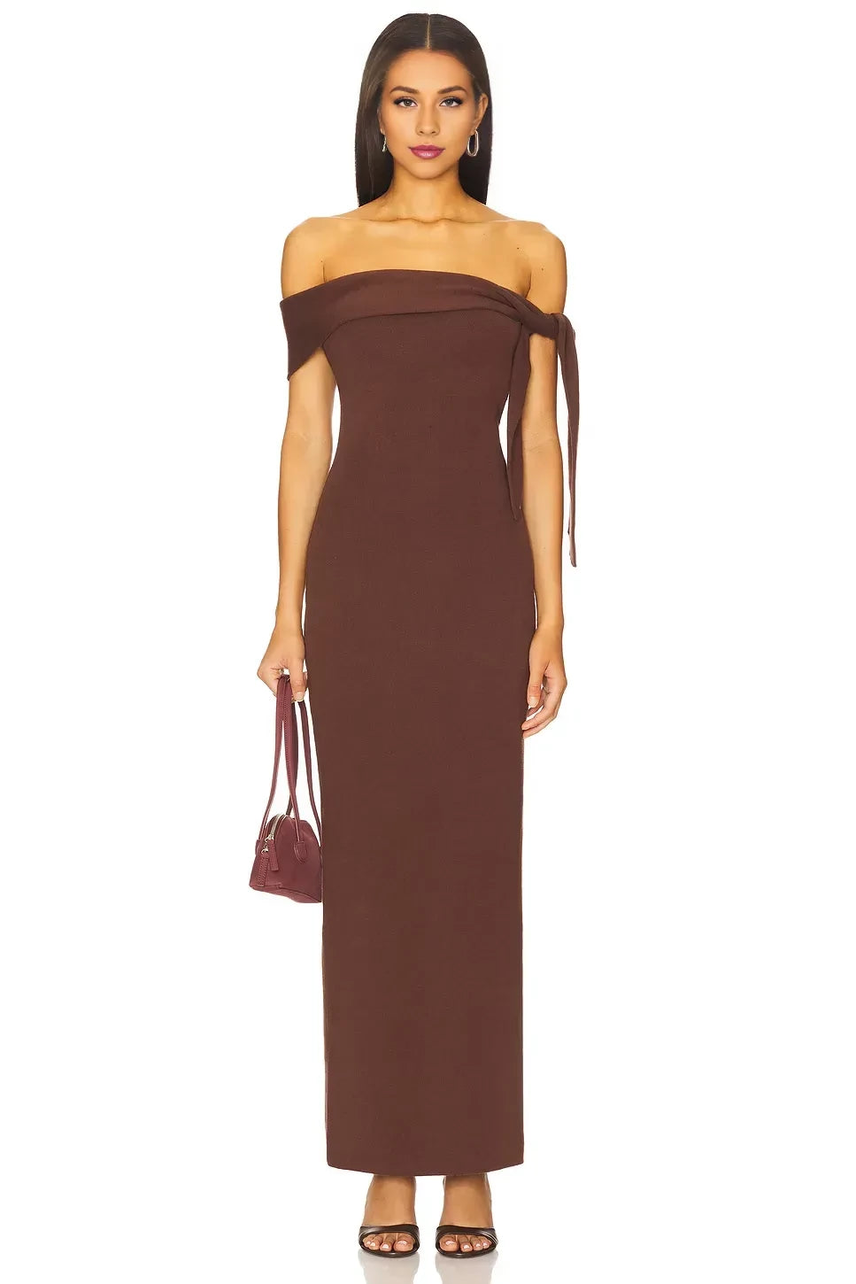 Elegant Sheath Off Shoulder Sleeveless Tie Back Floor Length Evening Dress