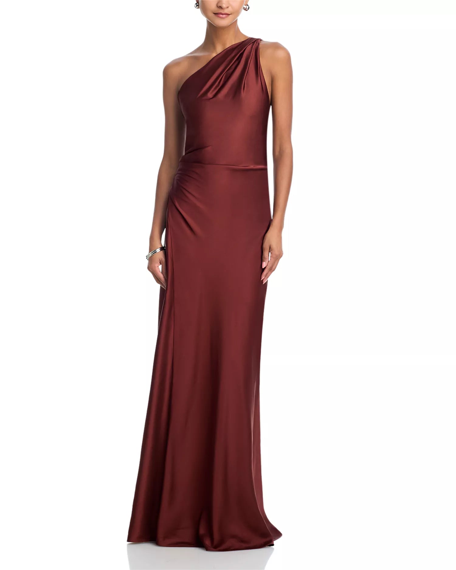 Elegant Sheath One Shoulder Sleeveless Draped Back Floor Length For Women Prom Dress