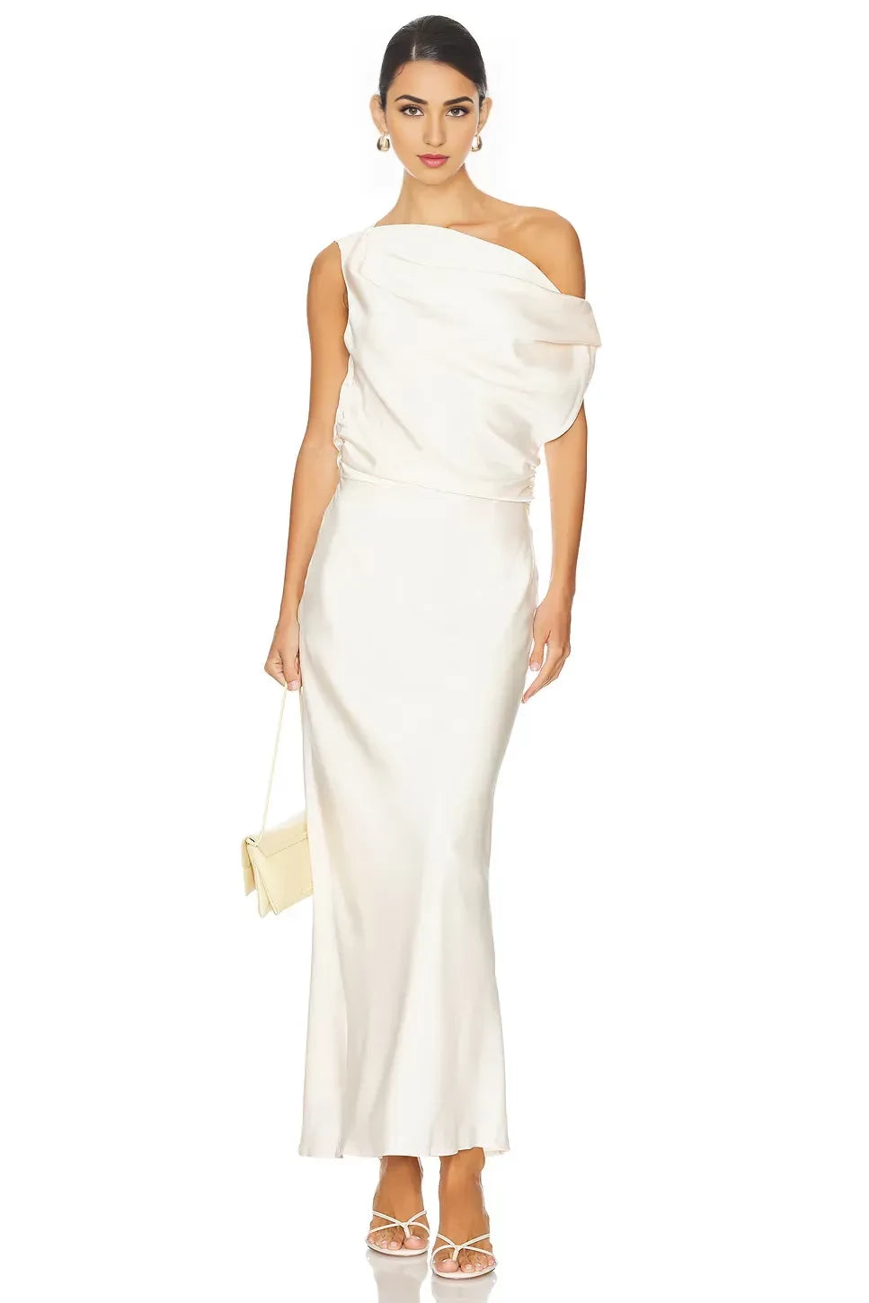Elegant Sheath One Shoulder Sleeveless Knot Back Floor Length Evening Dress