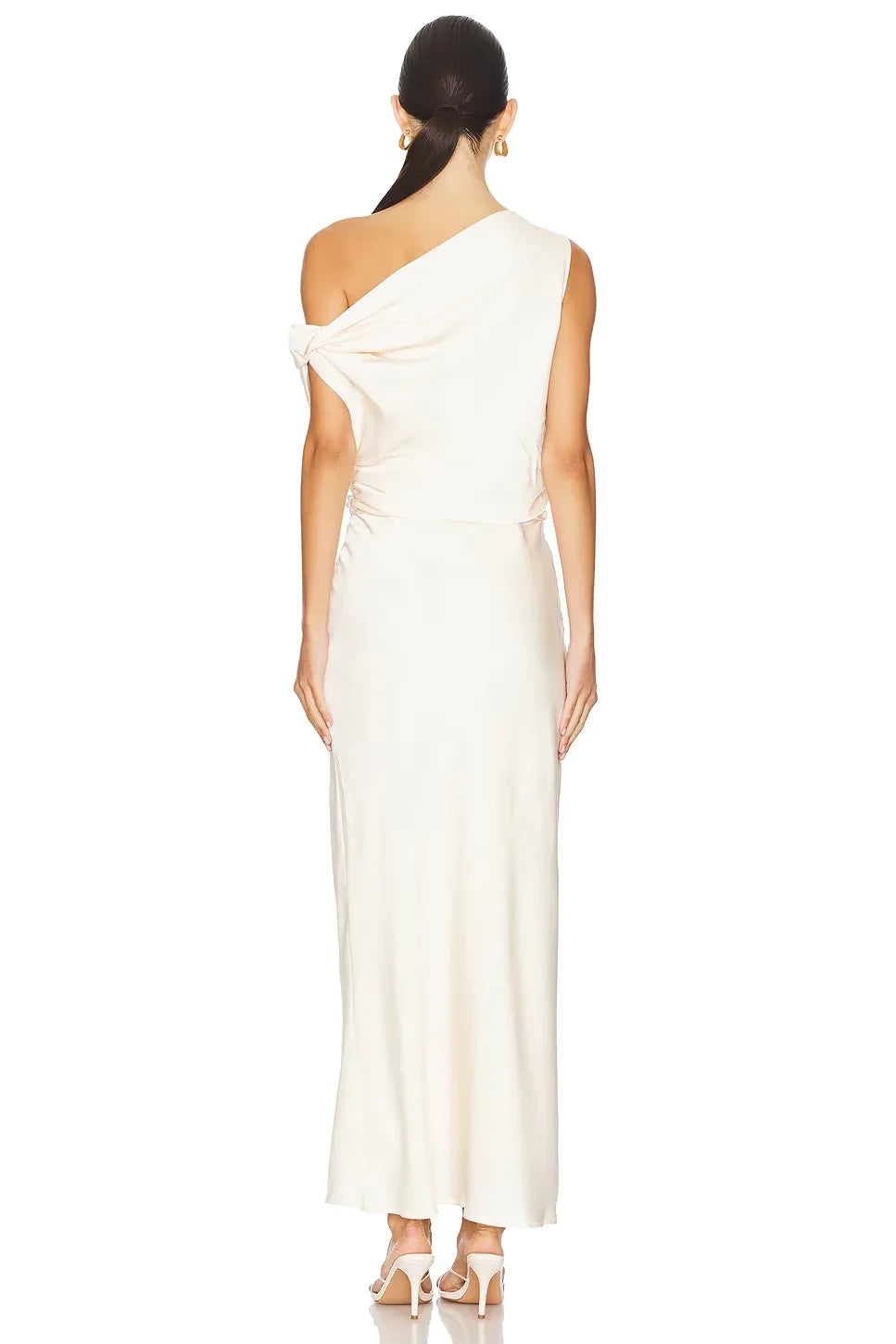 Elegant Sheath One Shoulder Sleeveless Knot Back Floor Length Evening Dress