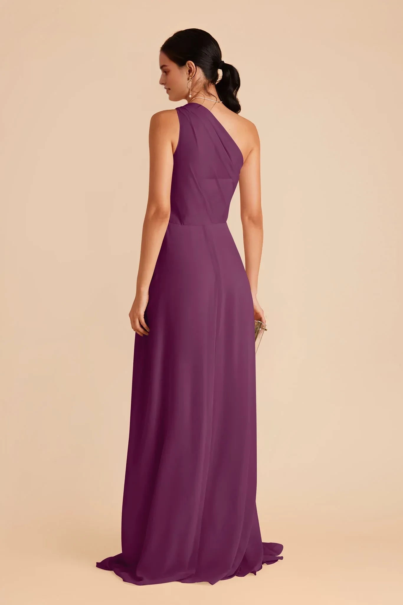 Elegant Sheath One Shoulder Sleeveless Open Back Floor Length Bridesmaid Dress