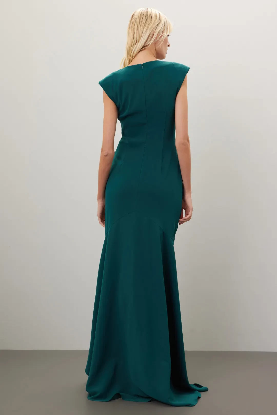 Elegant Sheath Plunge Neck Cap Sleeve Ruched Asymmetric Hem Plus Size Prom Dress