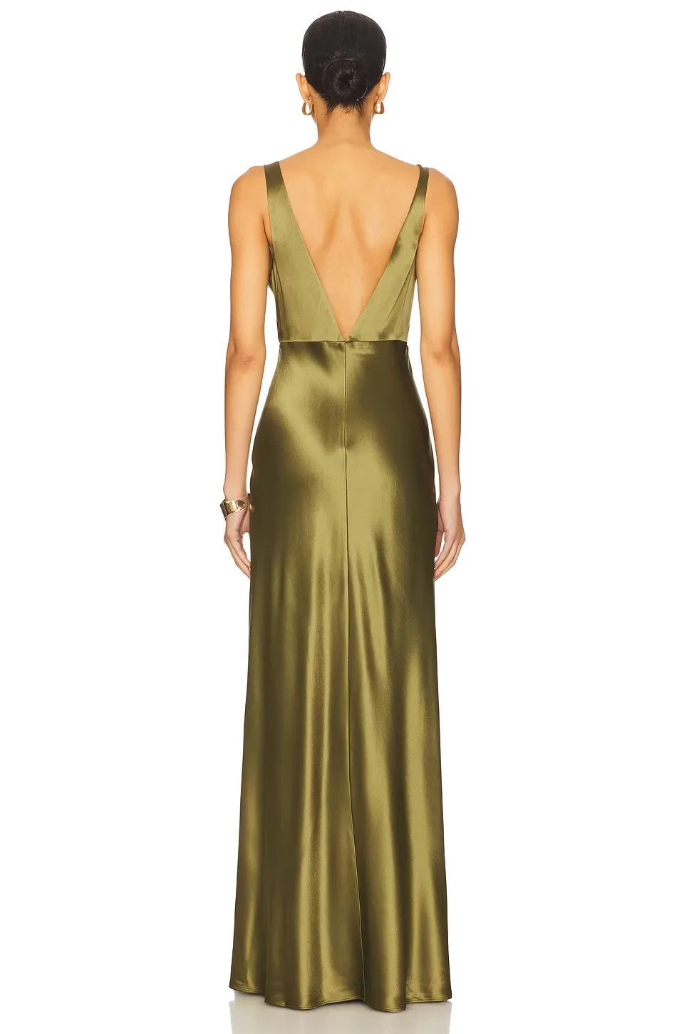 Elegant Sheath Plunging V Neck Sleeveless Open Back Floor Length Evening Dress