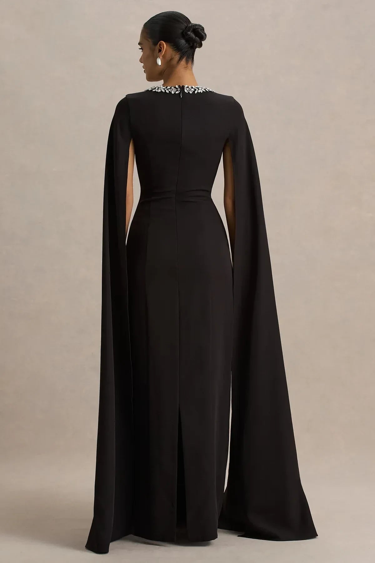Elegant Sheath Square Neck Cape Sleeve Zip Back Floor Length Evening Dress