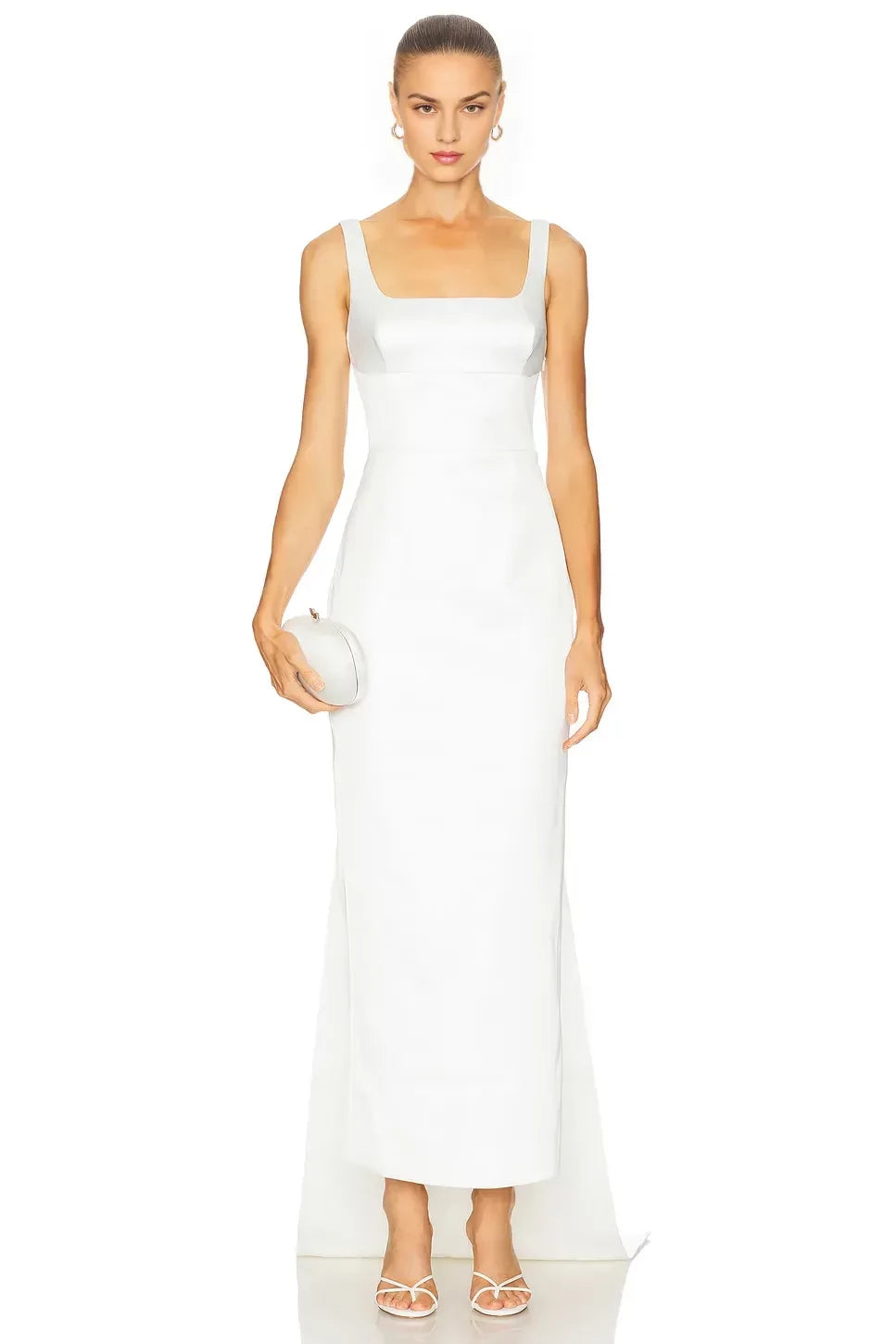 Elegant Sheath Square Neck Sleeveless Open Back High Low Evening Dress