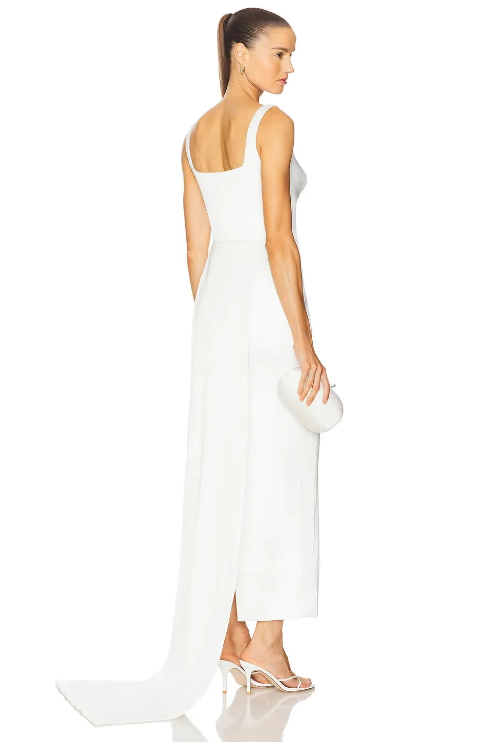 Elegant Sheath Square Neck Sleeveless Open Back High Low Evening Dress