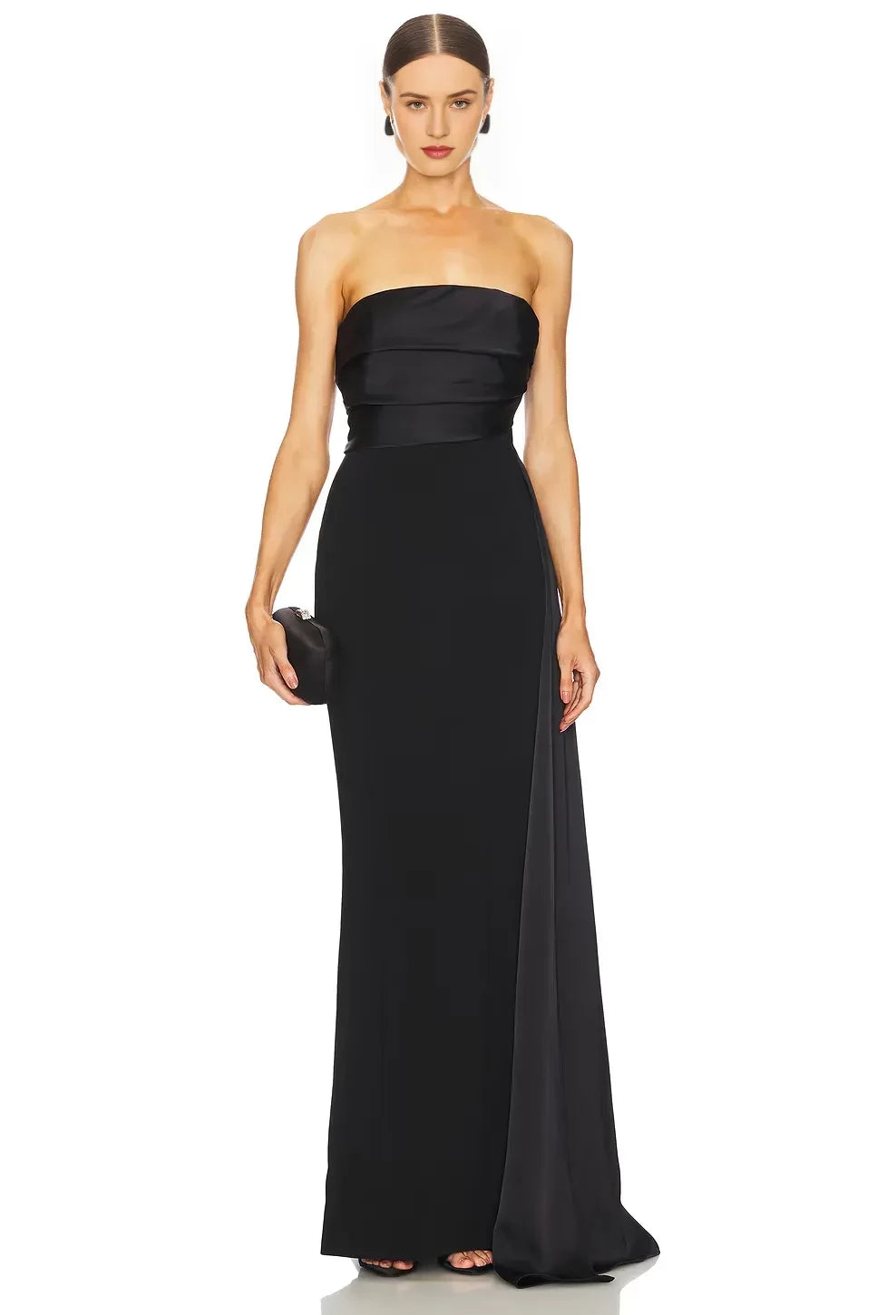 Elegant Sheath Strapless Sleeveless High Slit Back Floor Length Evening Dress