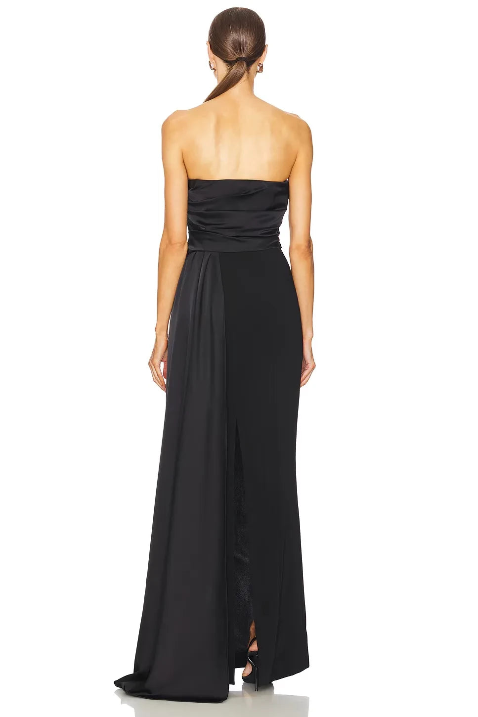 Elegant Sheath Strapless Sleeveless High Slit Back Floor Length Evening Dress