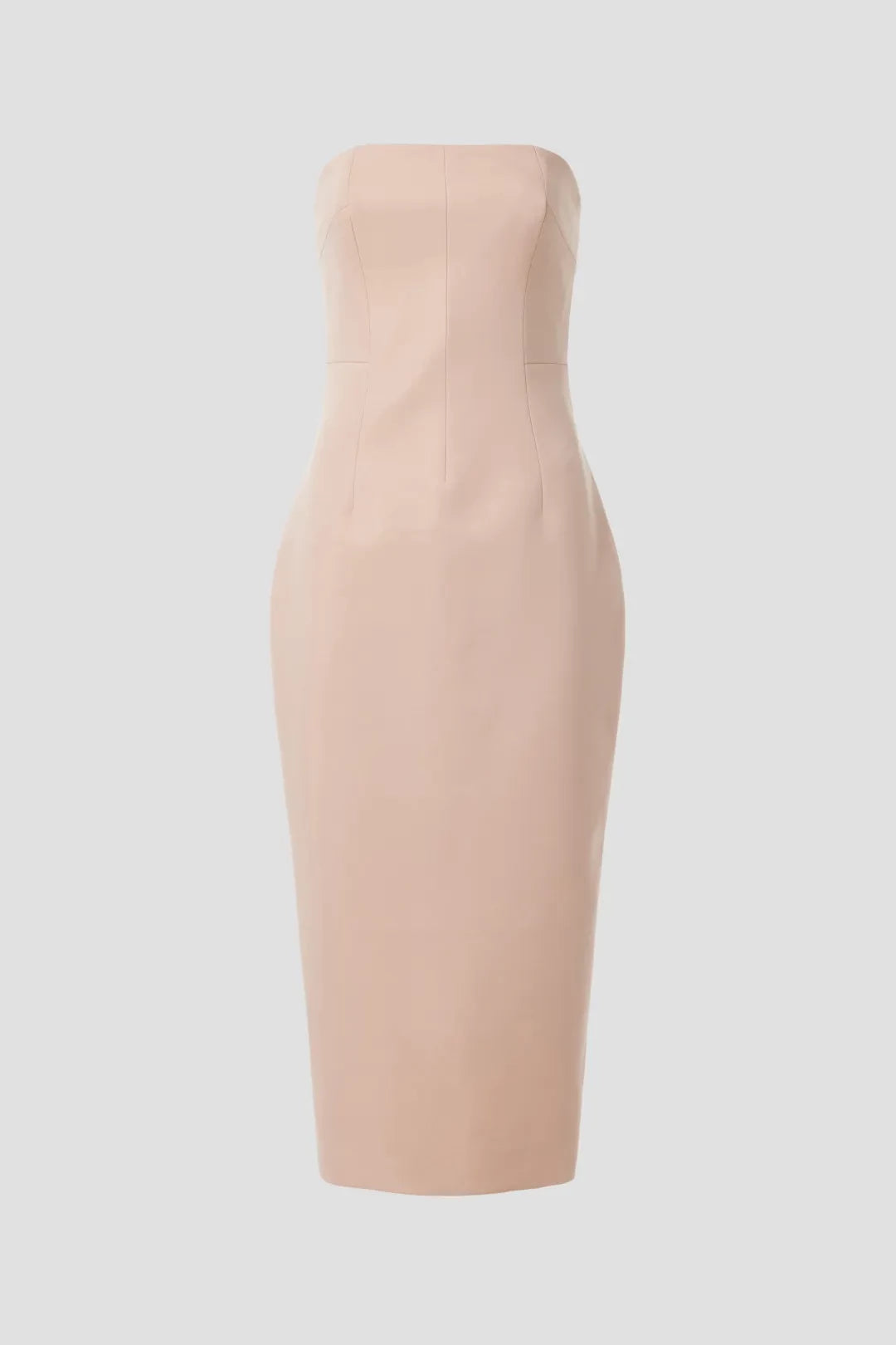 Elegant Sheath Strapless Sleeveless Open Back Midi Length Plus Size Prom Dress