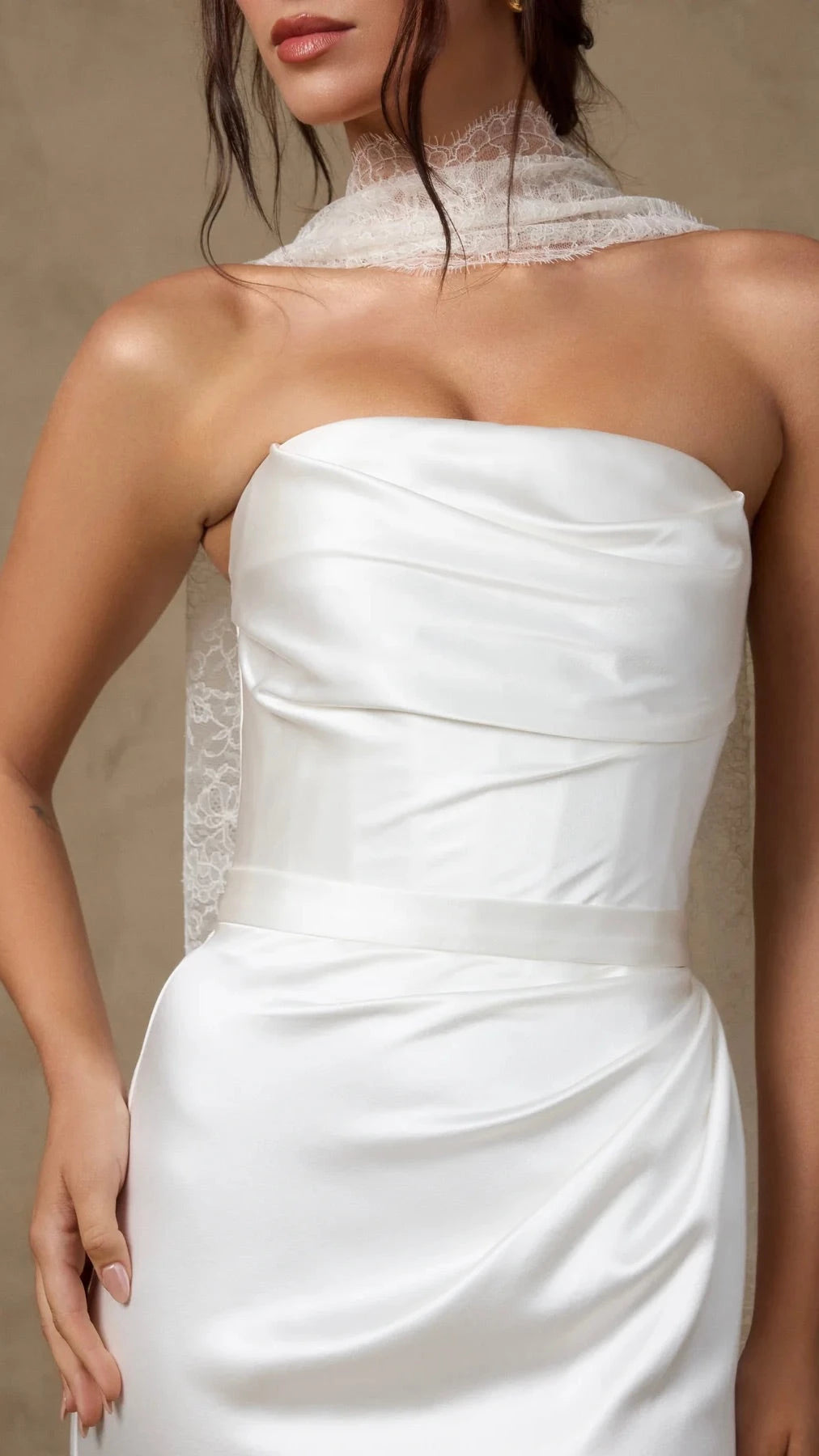 Elegant Sheath Strapless Sleeveless Zip Back Floor Length Wedding Dress