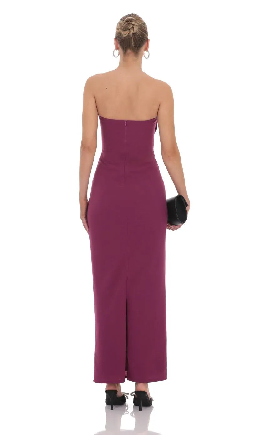 Elegant Sheath Strapless Sleeveless Zipper Back Floor Length Evening Dress