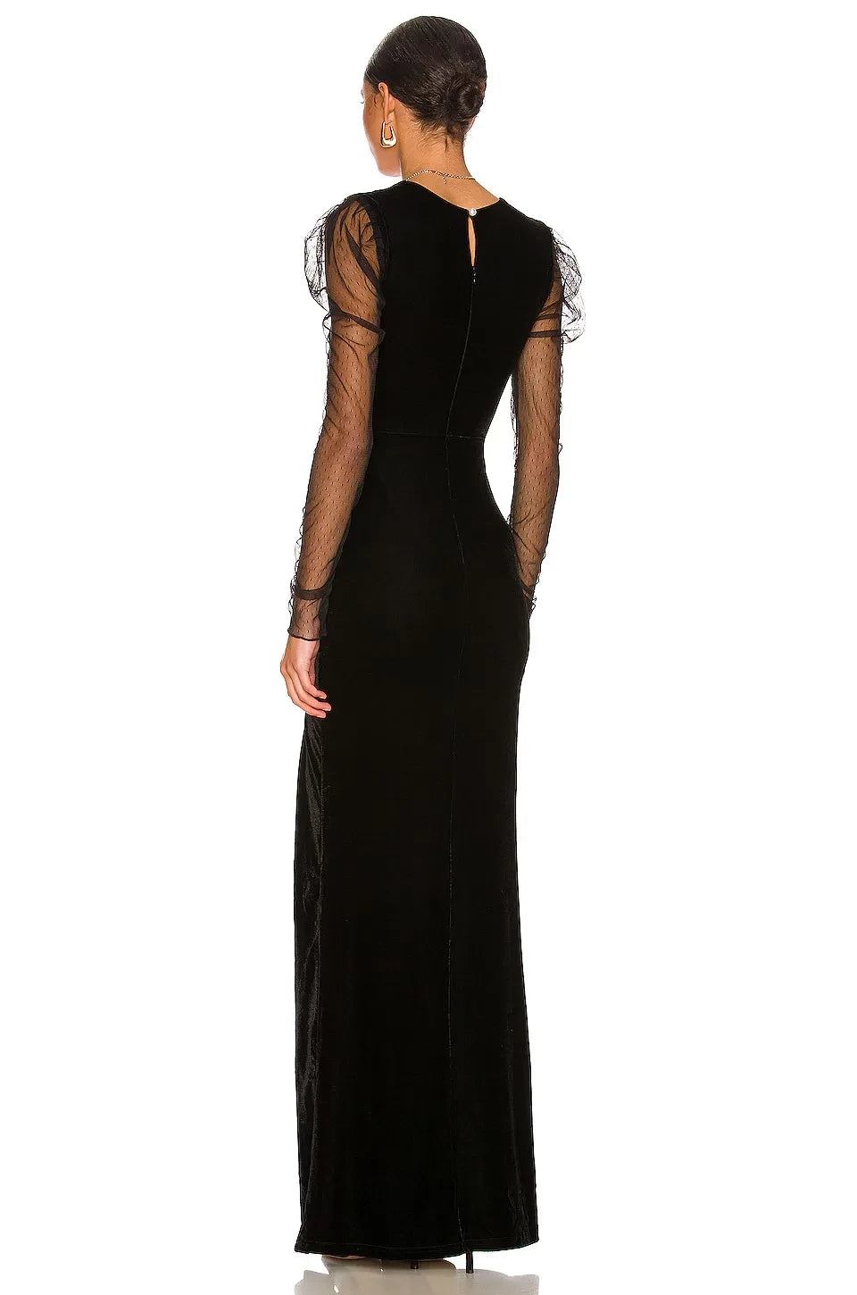 Elegant Sheath Sweetheart Neck Mesh Long Sleeve Cutout Front Floor Length Evening Dress