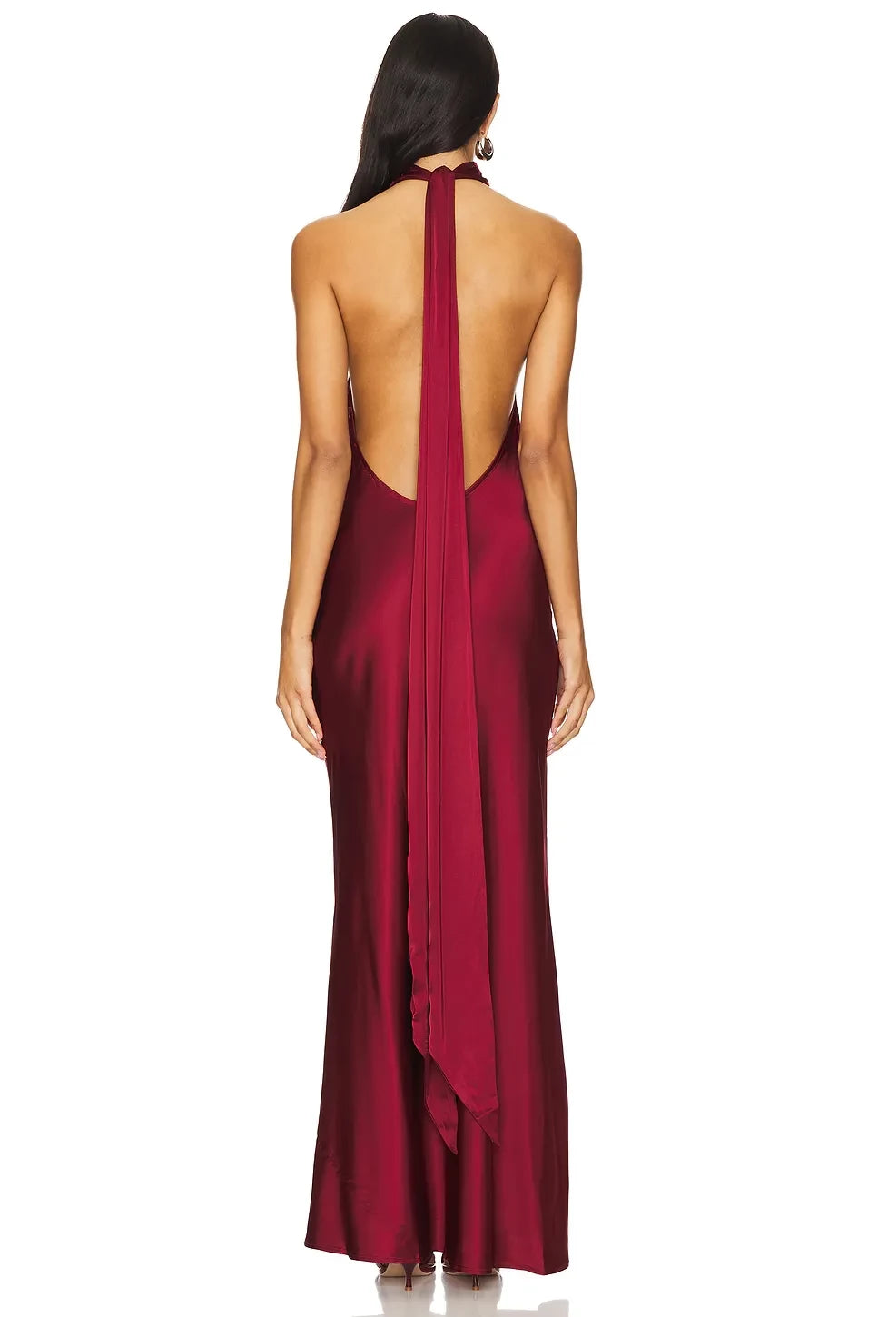 Elegant Sheath Turtleneck Halter Neck Sleeveless Draped Back Floor Length Evening Dress