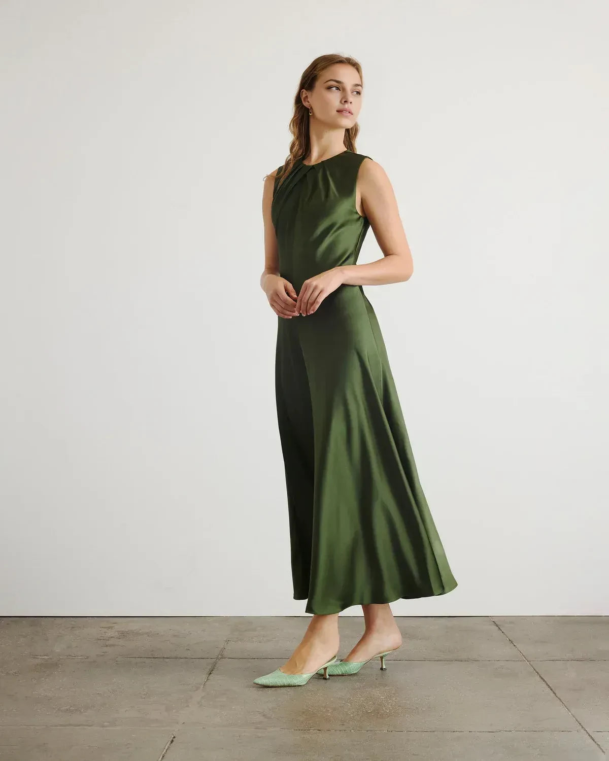 Elegant Sheath Twist Neck Sleeveless Back Zip Floor Length Prom Dress