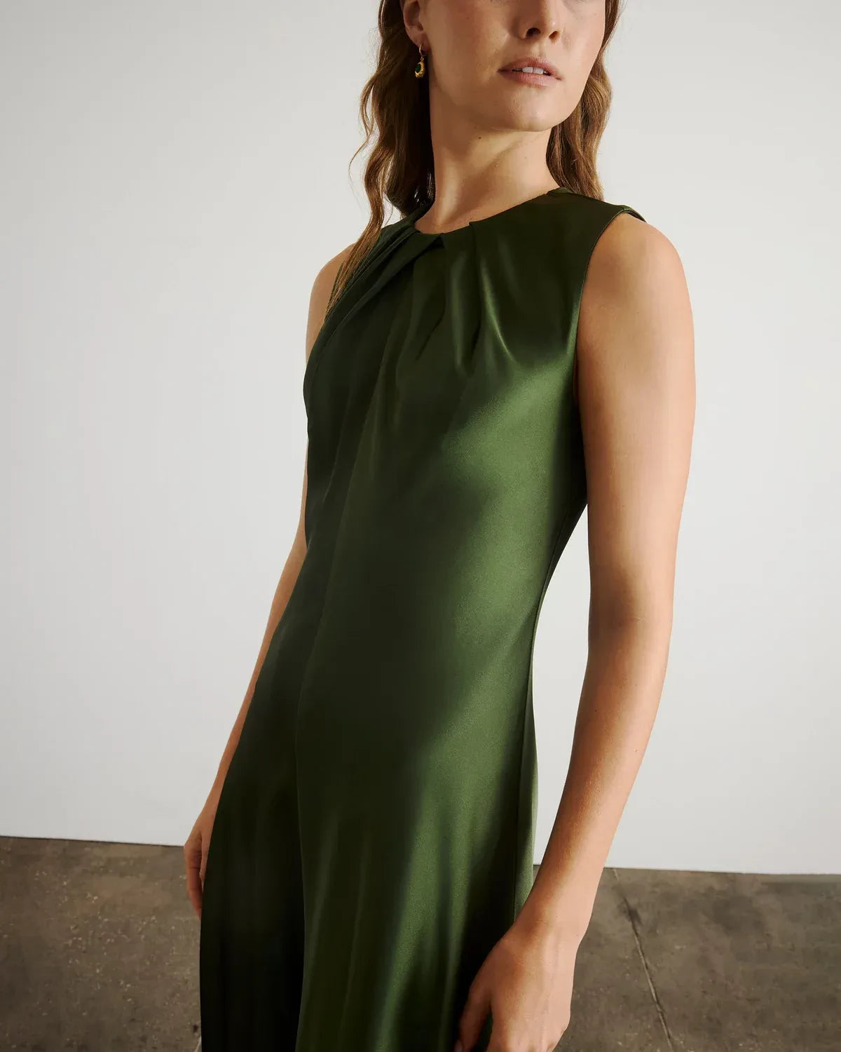 Elegant Sheath Twist Neck Sleeveless Back Zip Floor Length Prom Dress