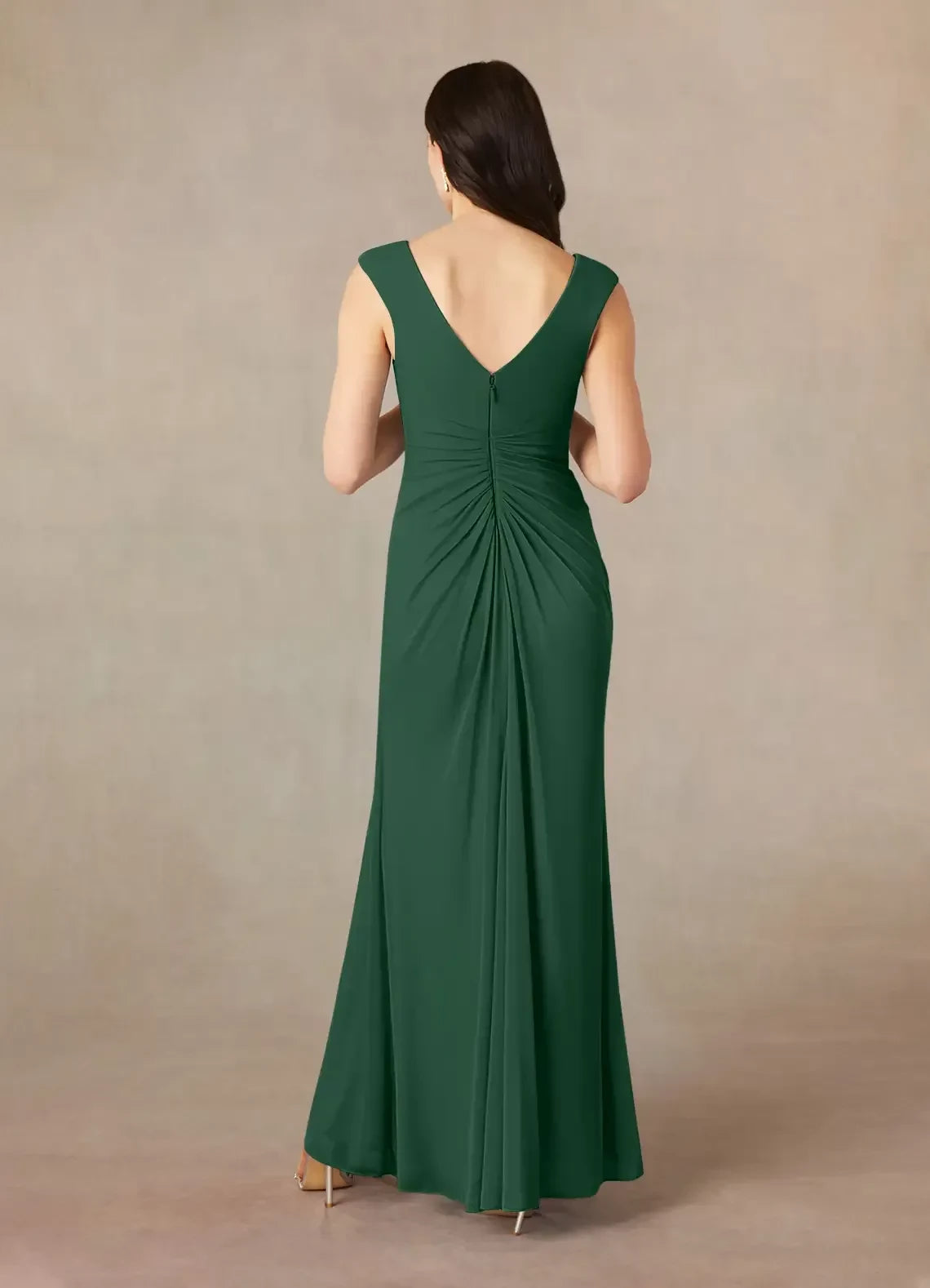 Elegant Sheath V Neck Sleeveless Zipper Back Floor Length Mother of the Bride Dress